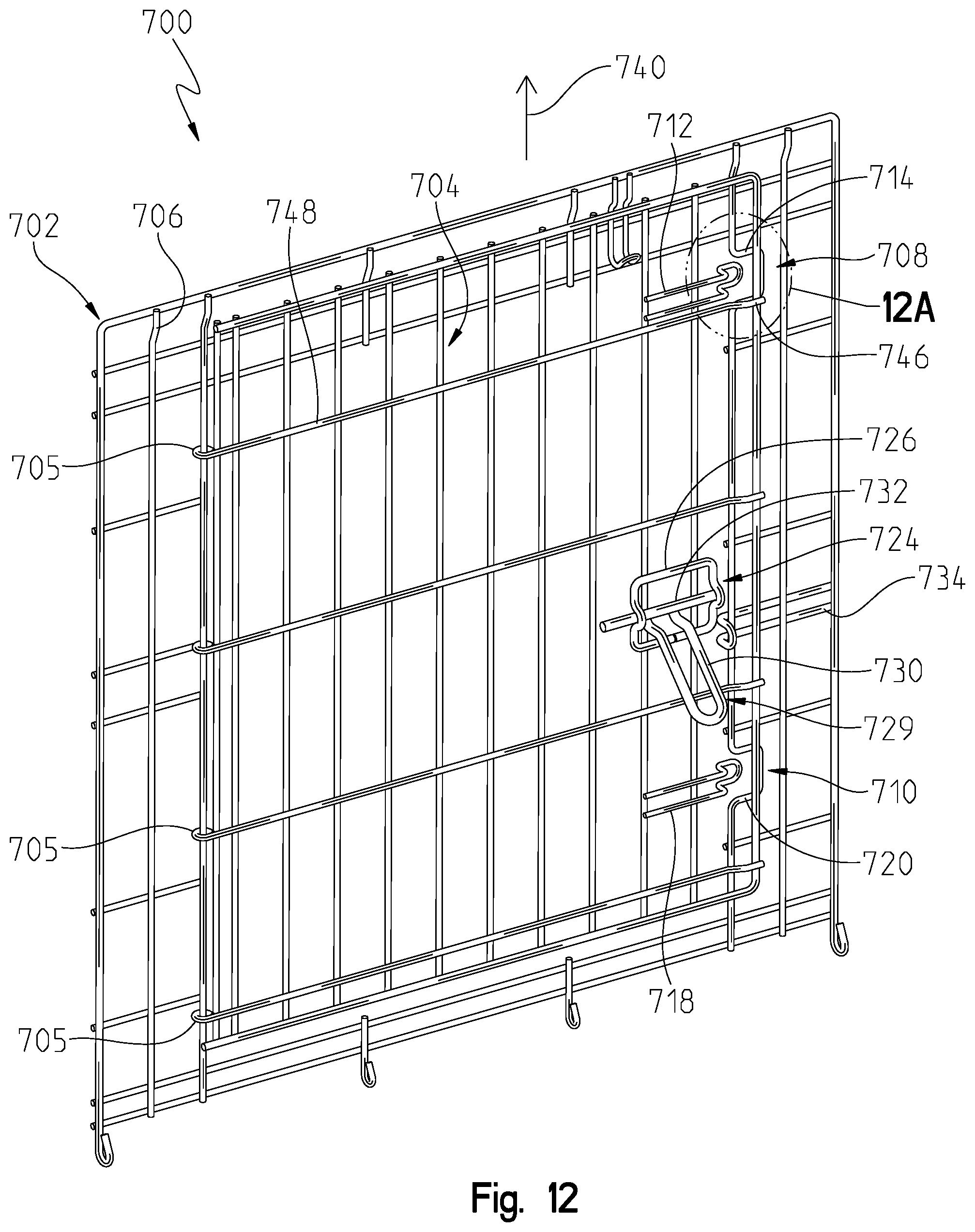 Patent US12096745 Figure 14 – Animal crate with swing or drop door assembly