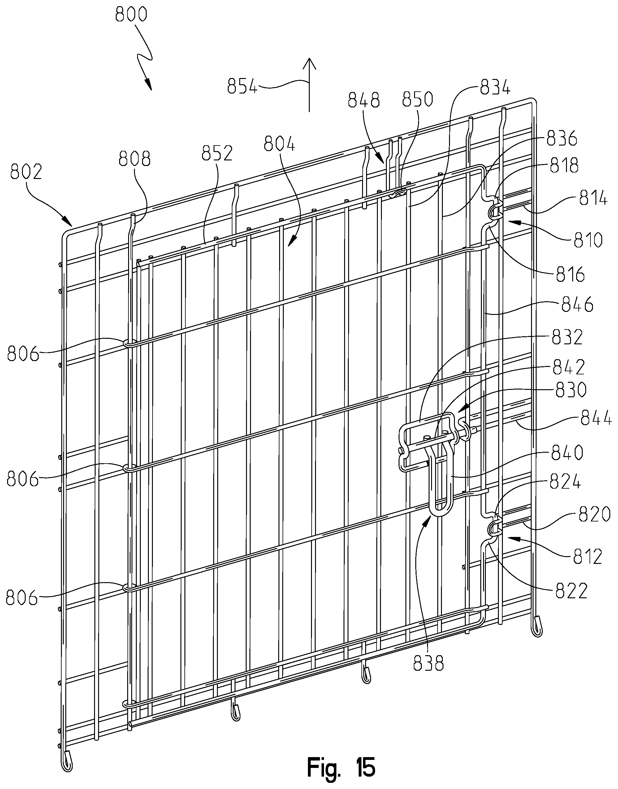 Patent US12096745 Figure 18 – Animal crate with swing or drop door assembly