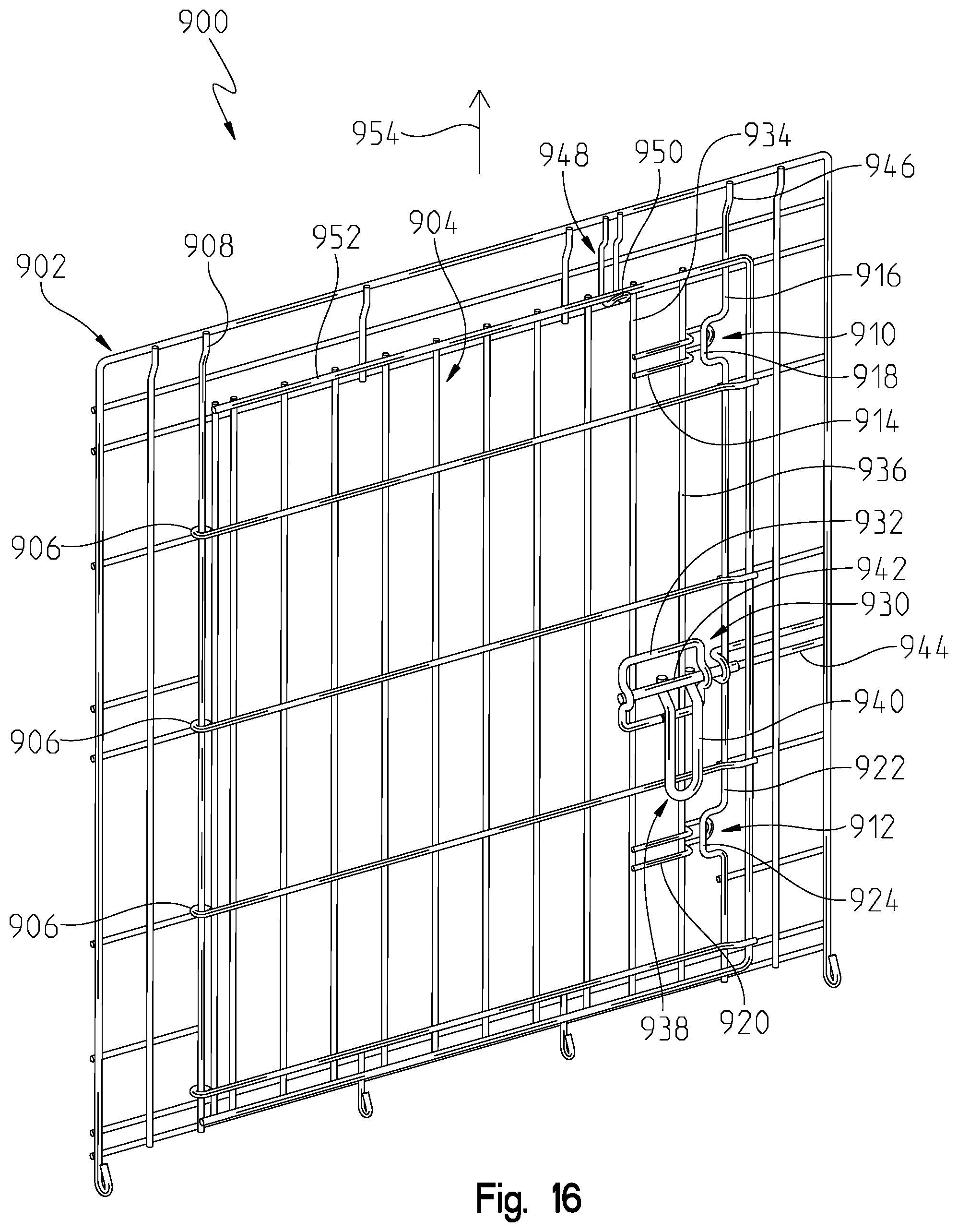 Patent US12096745 Figure 19 – Animal crate with swing or drop door assembly