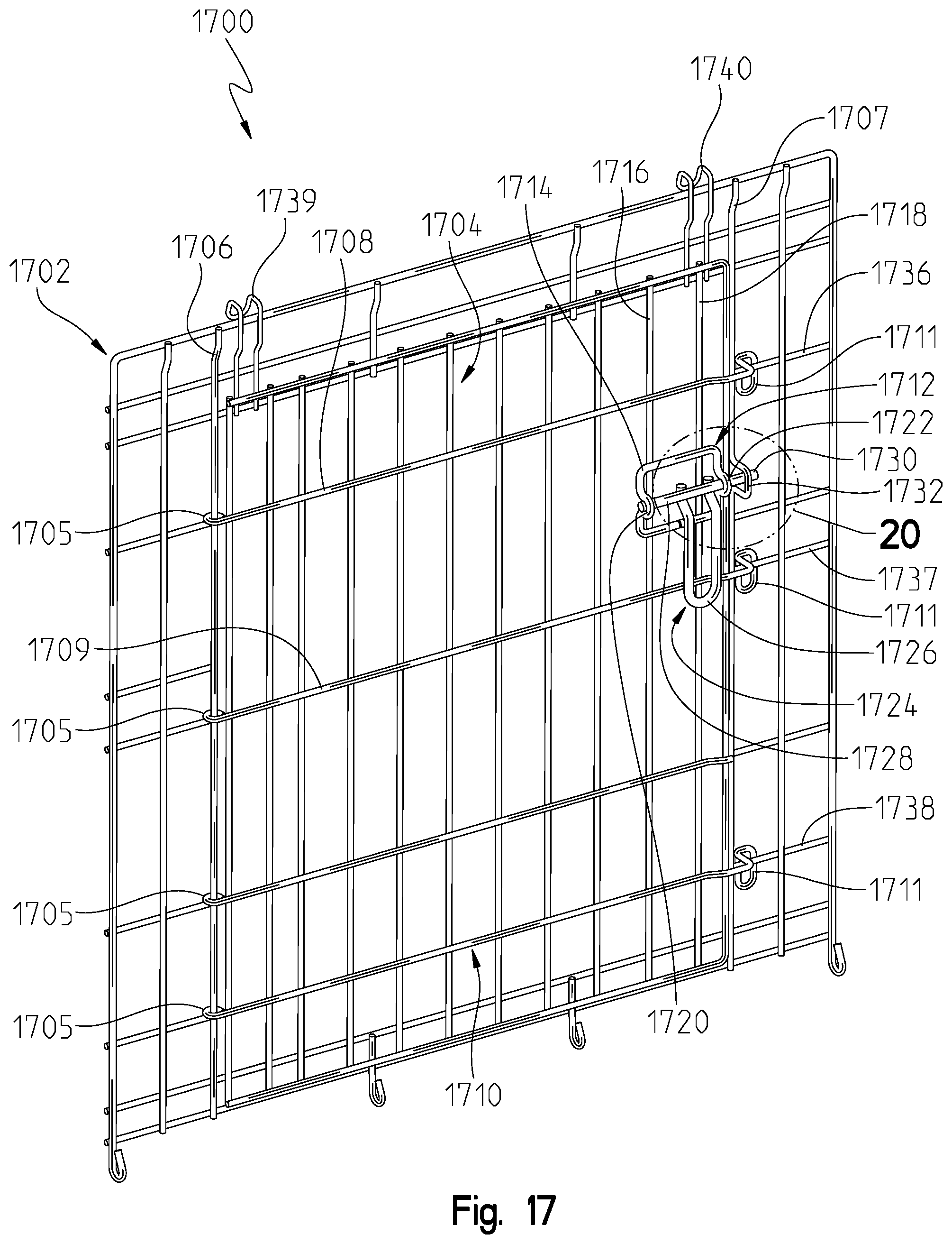 Patent US12096745 Figure 20 – Animal crate with swing or drop door assembly