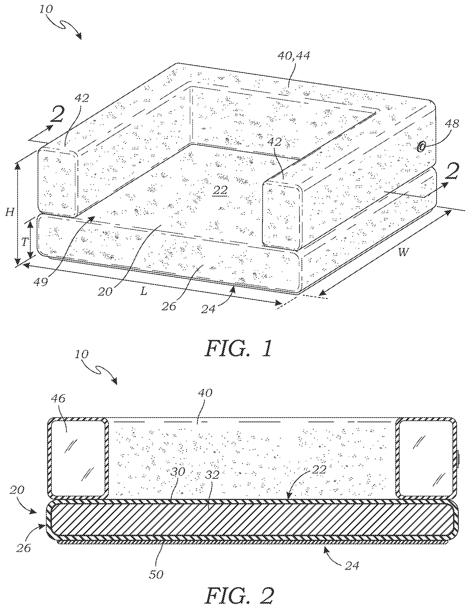 Patent US12096746 Figure 1 – Dog bed with mattress constructed of 3-D spacer mesh fabric