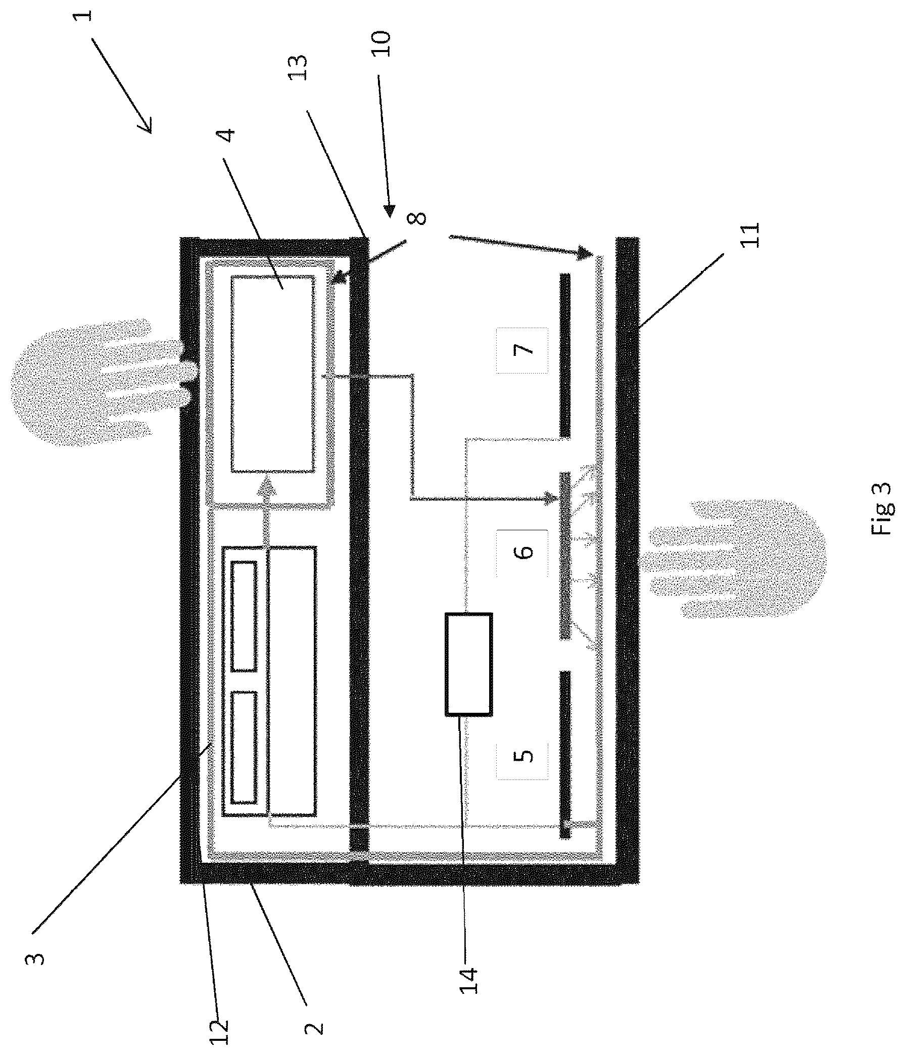 Patent US12096761 Figure 3 – Animal trap for killing an animal, method for preventing unwanted electrical shocks by an animal trap and using a shield in an electric animal trap