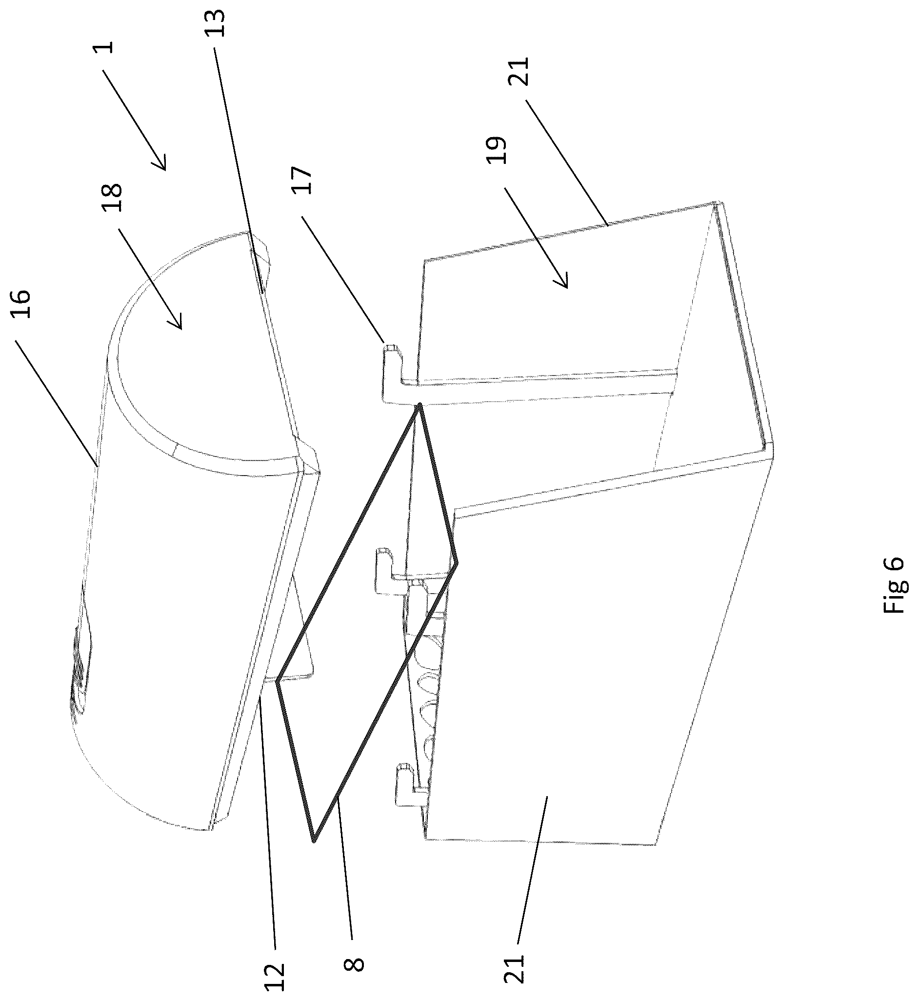 Patent US12096761 Figure 6 – Animal trap for killing an animal, method for preventing unwanted electrical shocks by an animal trap and using a shield in an electric animal trap