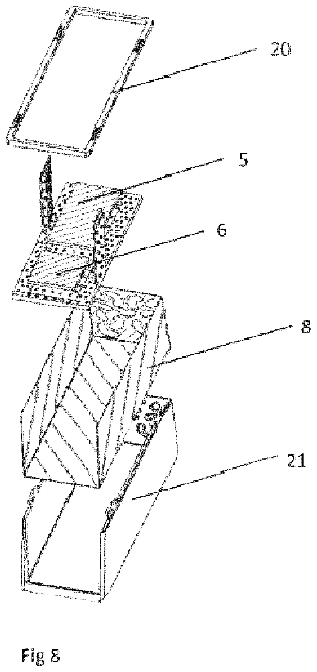 Patent US12096761 Figure 8 – Animal trap for killing an animal, method for preventing unwanted electrical shocks by an animal trap and using a shield in an electric animal trap