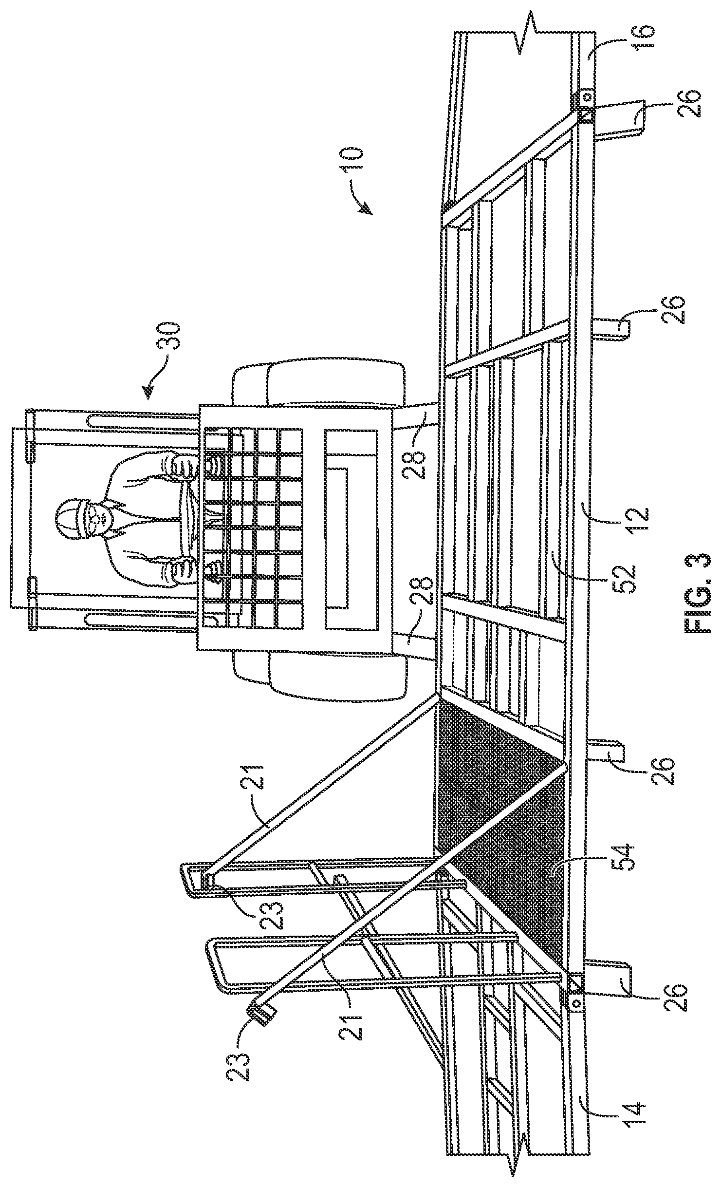 Patent US12096764 Figure 3 – Deer stand with fork lift set up