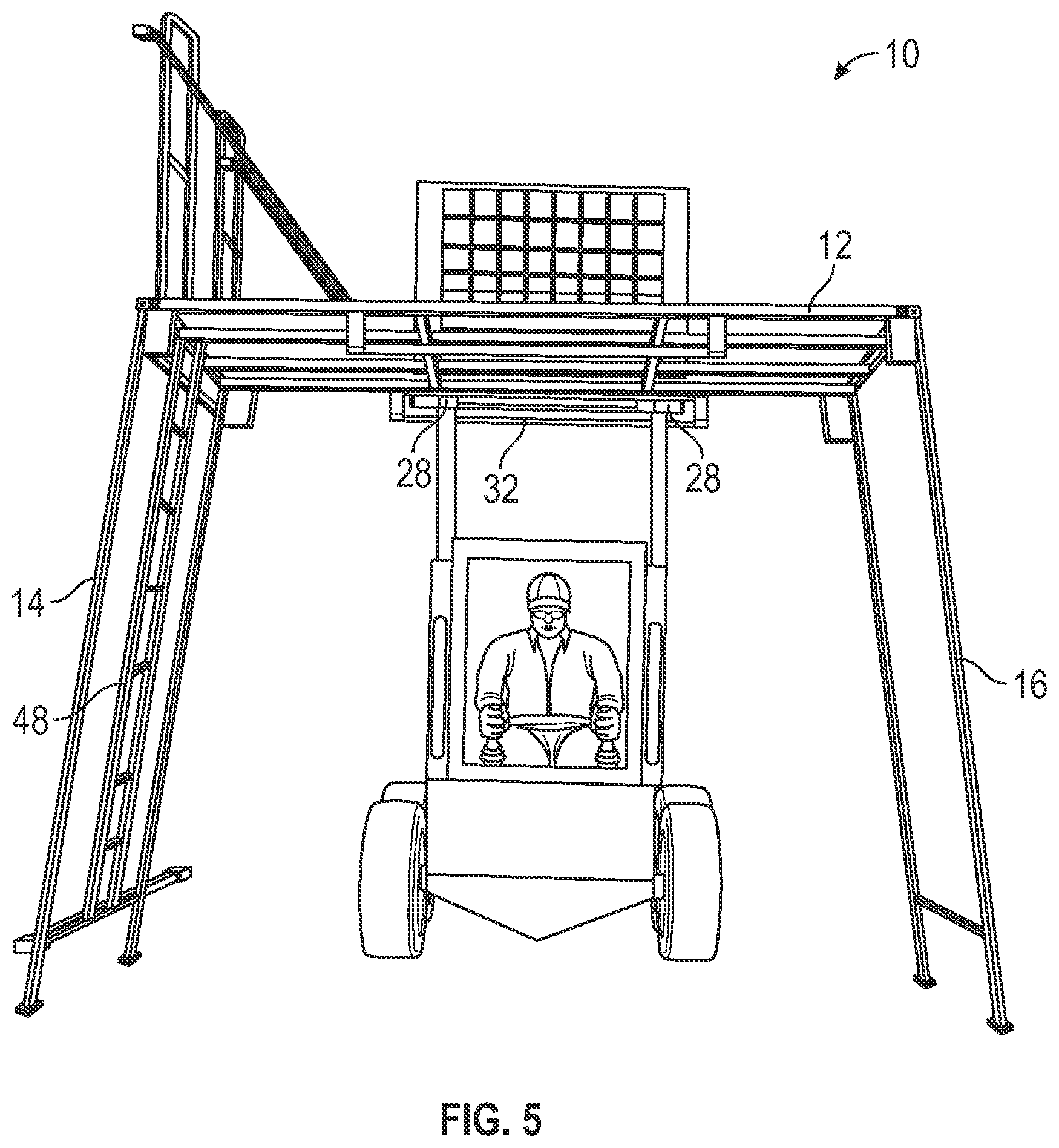 Patent US12096764 Figure 5 – Deer stand with fork lift set up