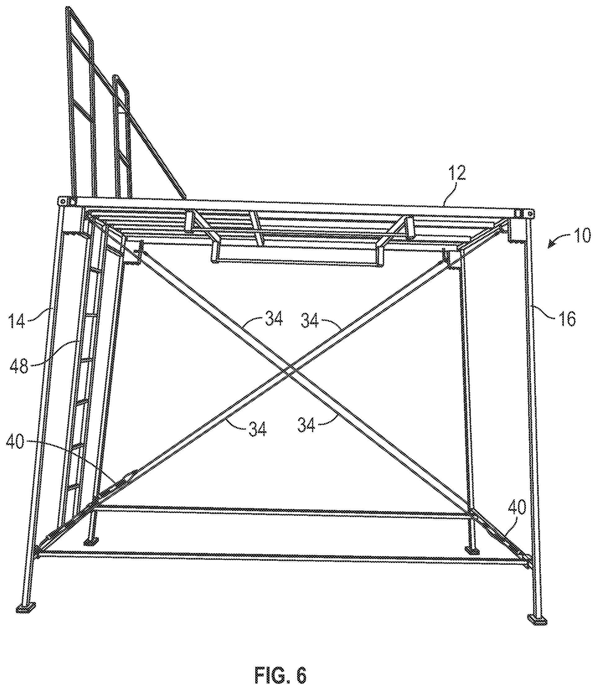 Patent US12096764 Figure 6 – Deer stand with fork lift set up