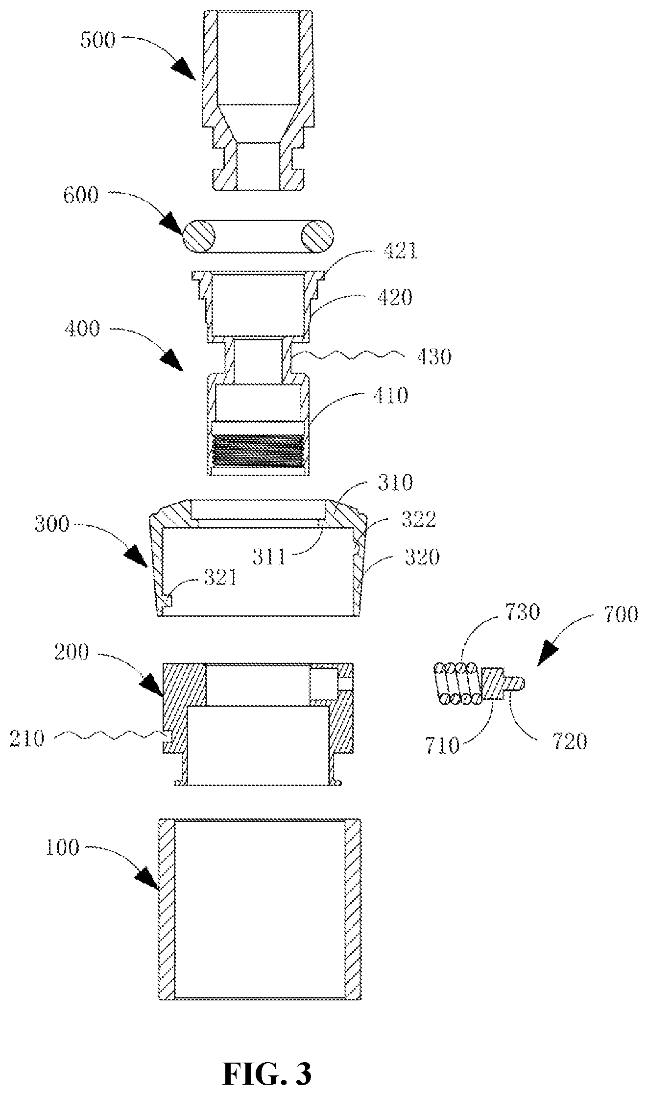 Patent US12096791 Figure 3 – Atomizing device and electronic cigarette