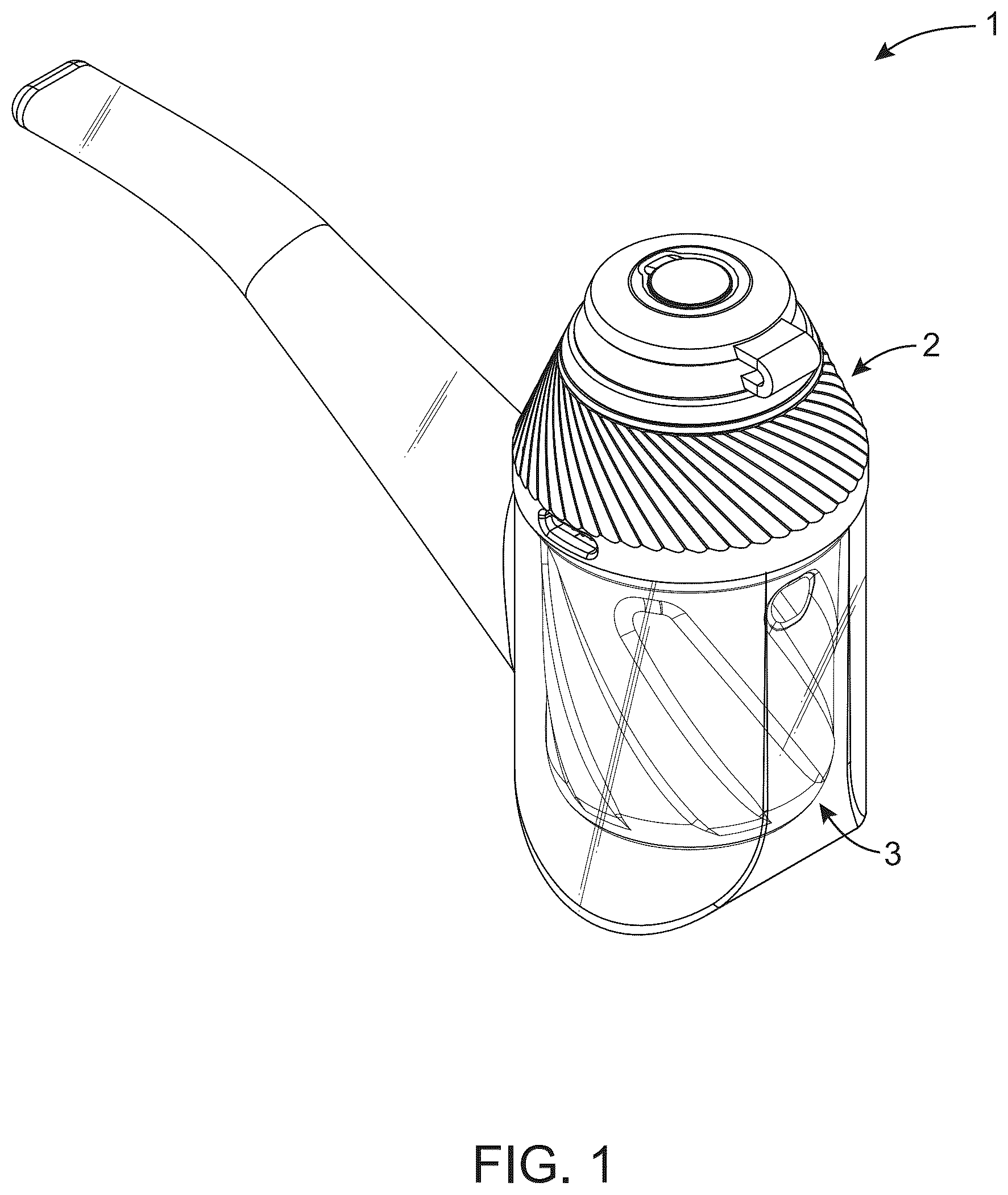 Patent US12096798 Figure 1 – Portable electronic vaporizer having removably attachable vaporization module, removably attachable base portion, and method