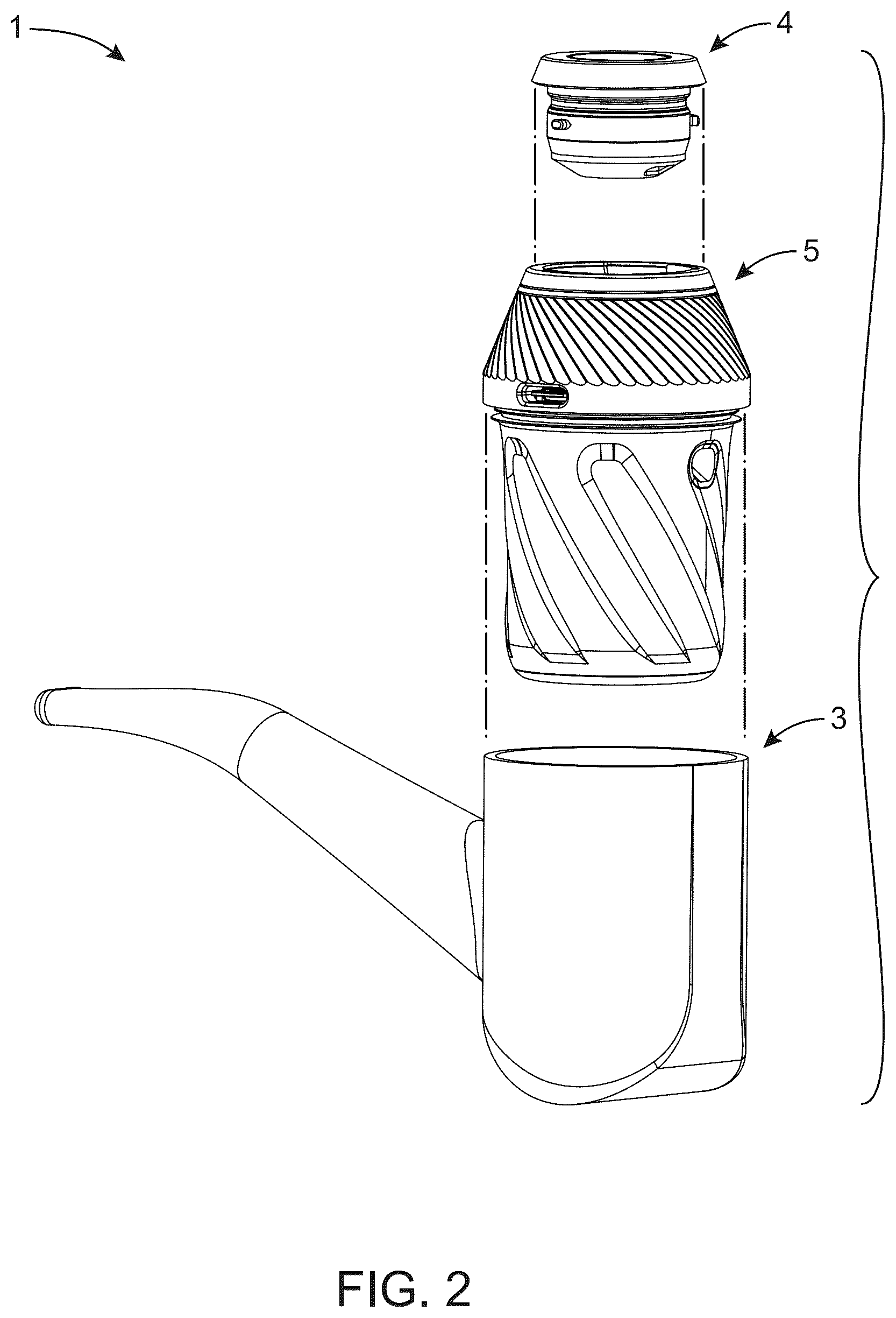 Patent US12096798 Figure 2 – Portable electronic vaporizer having removably attachable vaporization module, removably attachable base portion, and method