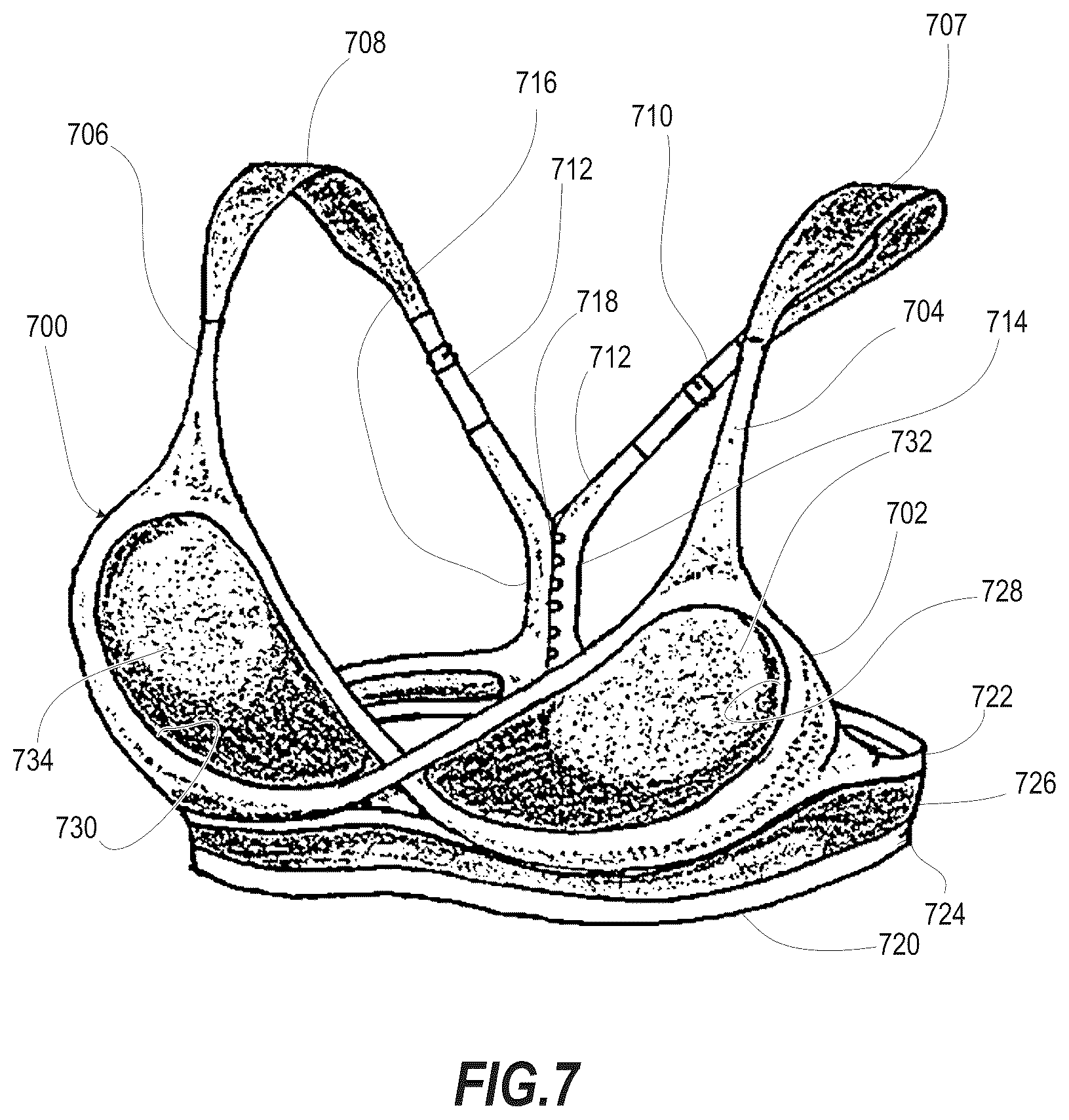 Patent US12096807 Figure 5 – Configurable support bra