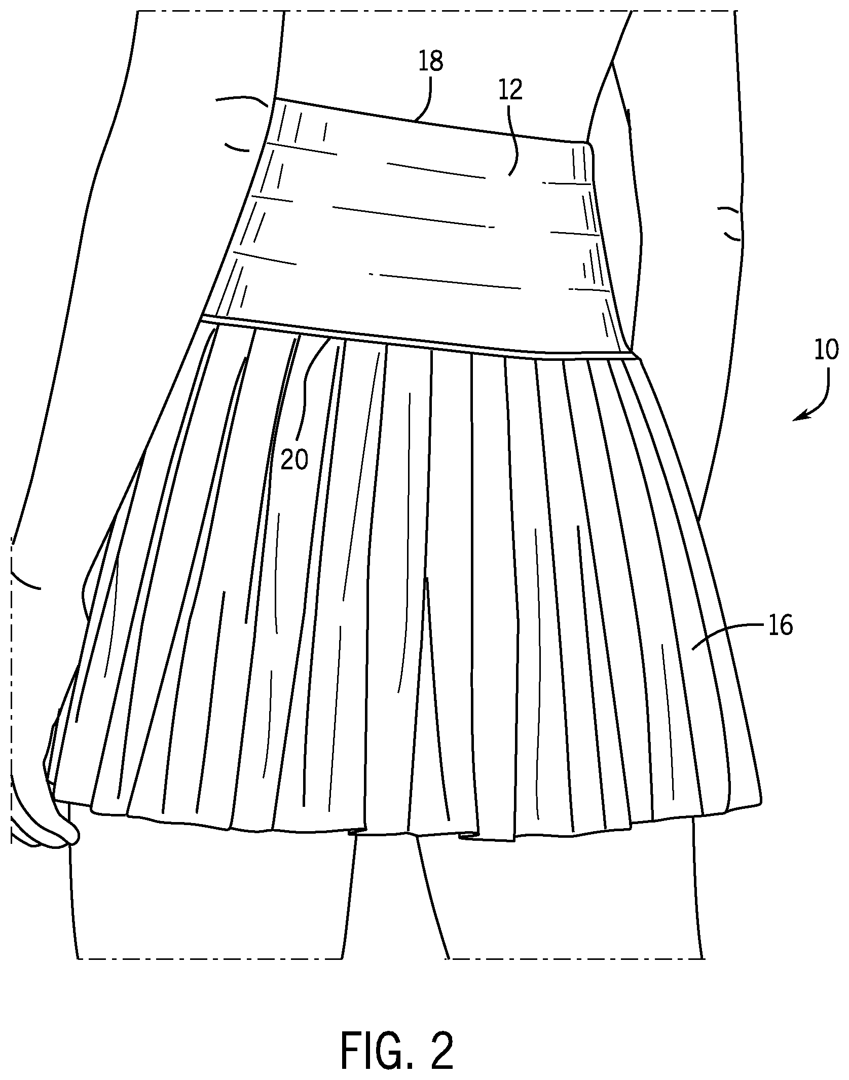 Patent US12096811 Figure 2 – Sportswear garment with seamless multi-tiered compression waistband
