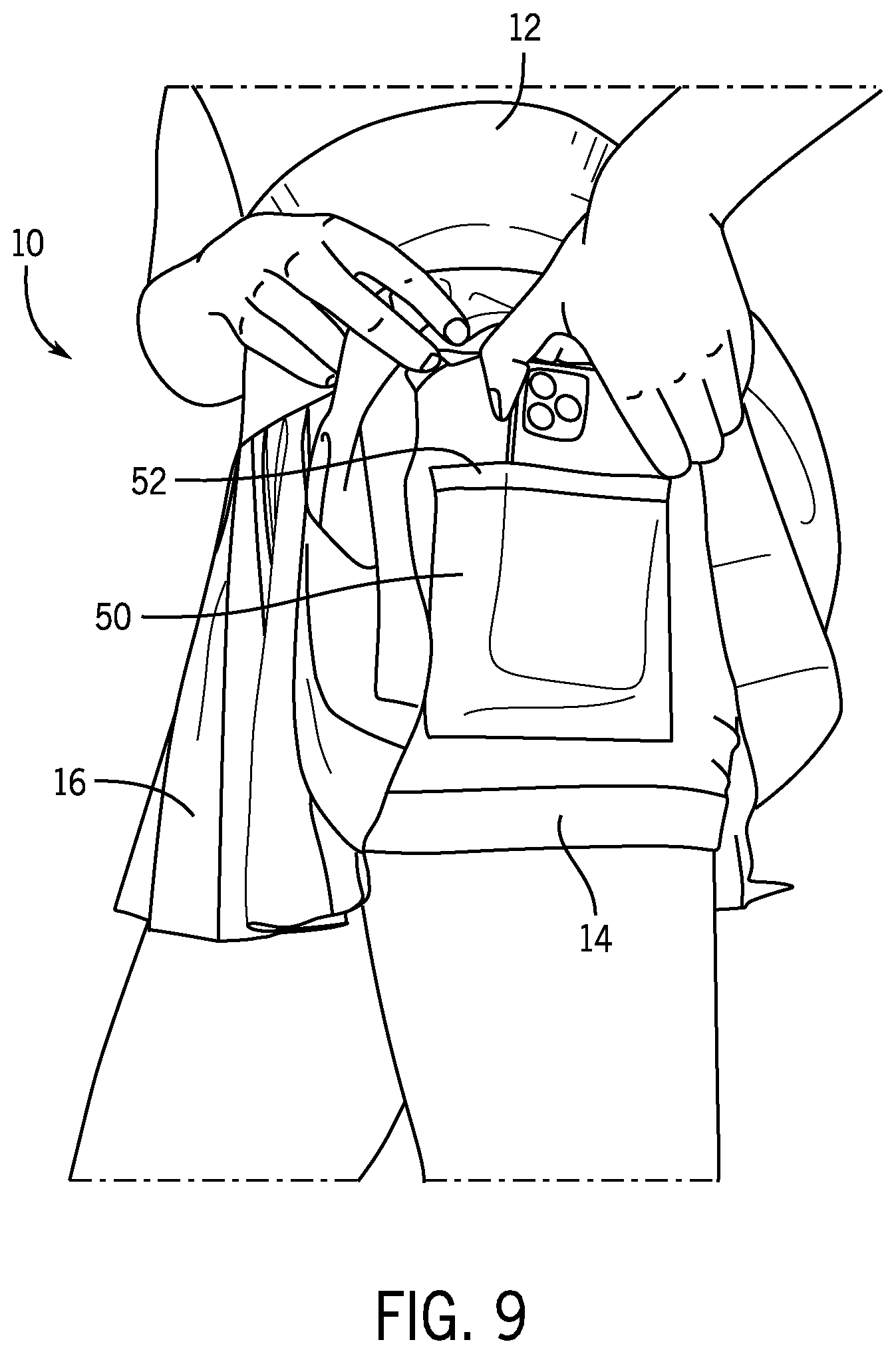 Patent US12096811 Figure 8 – Sportswear garment with seamless multi-tiered compression waistband