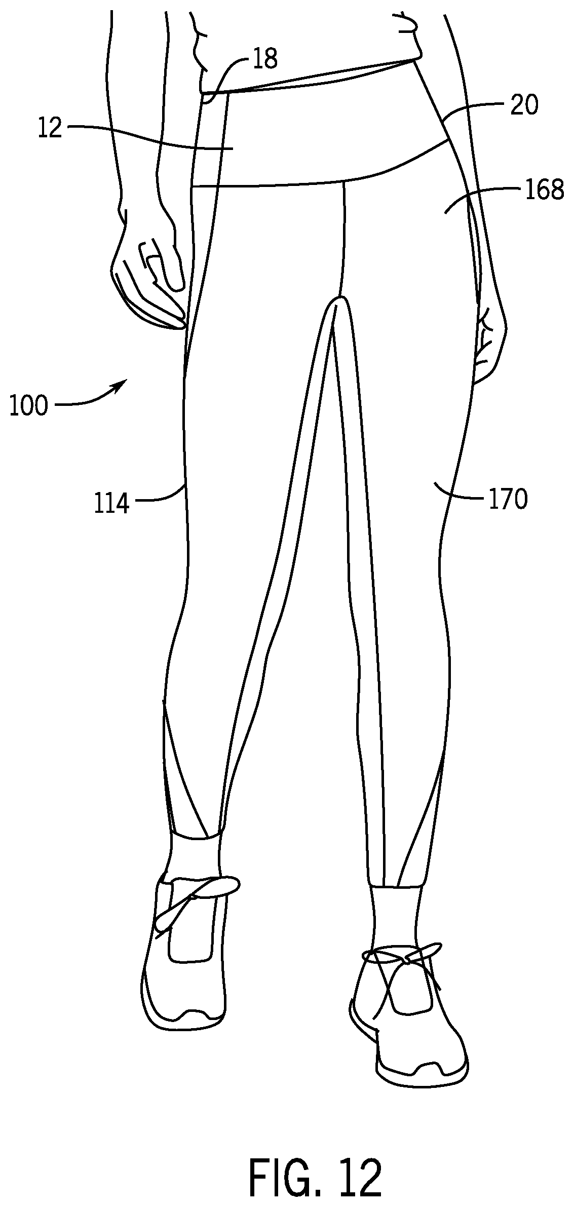Patent US12096811 Figure 11 – Sportswear garment with seamless multi-tiered compression waistband