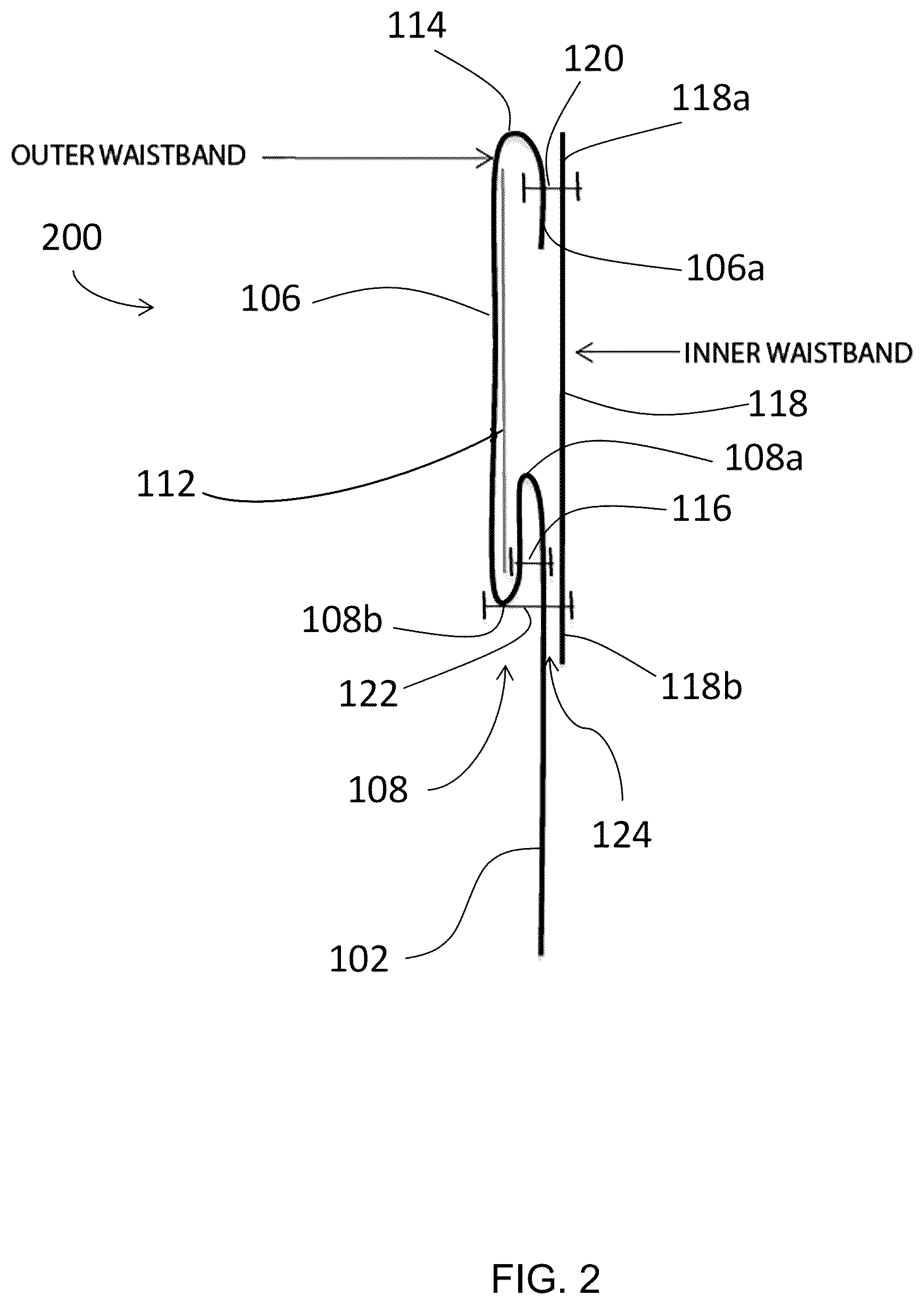 Patent US12096812 Figure 2 – Waistband construction