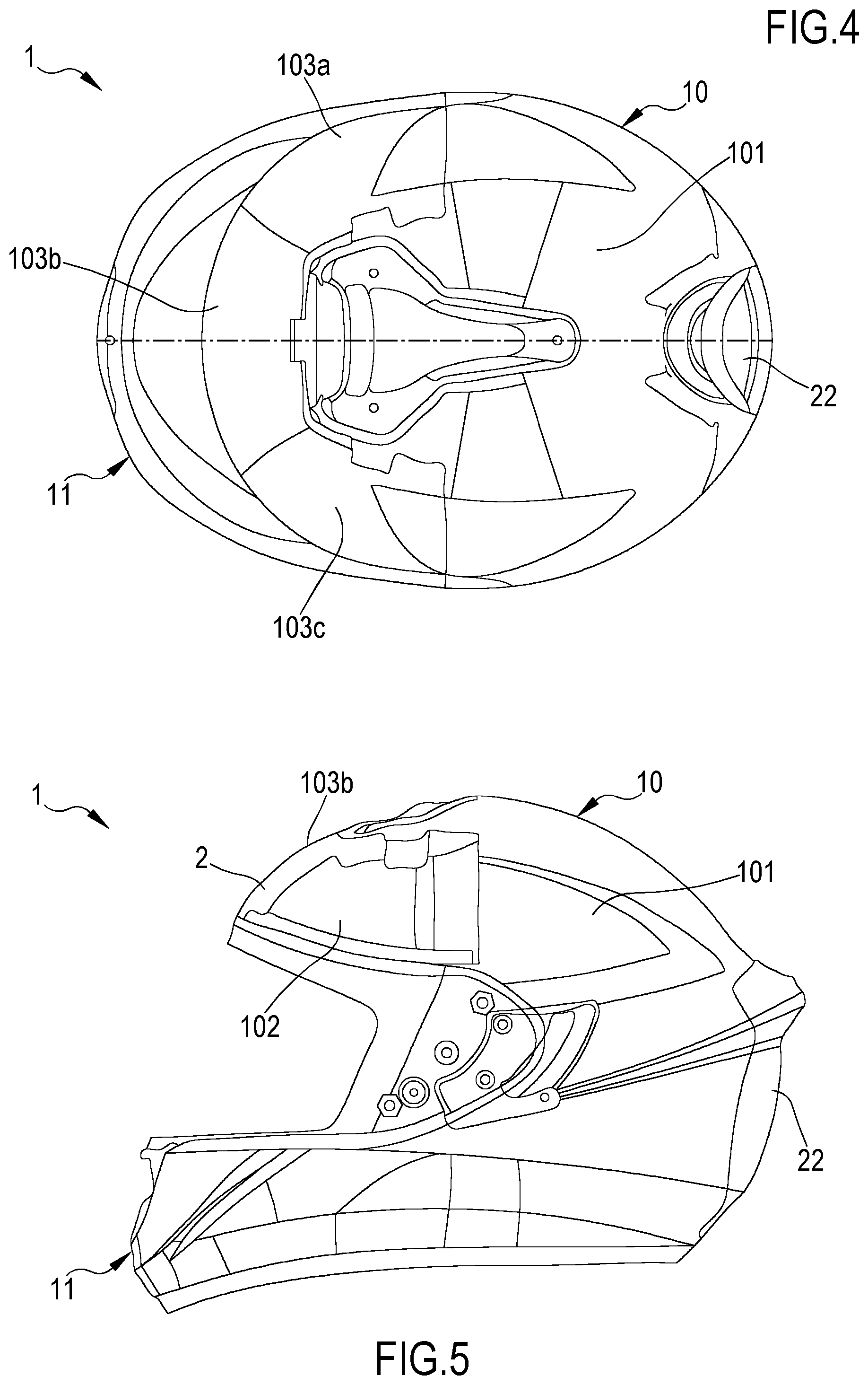 Patent US12096814 Figure 3 – Protective helmet with airbag