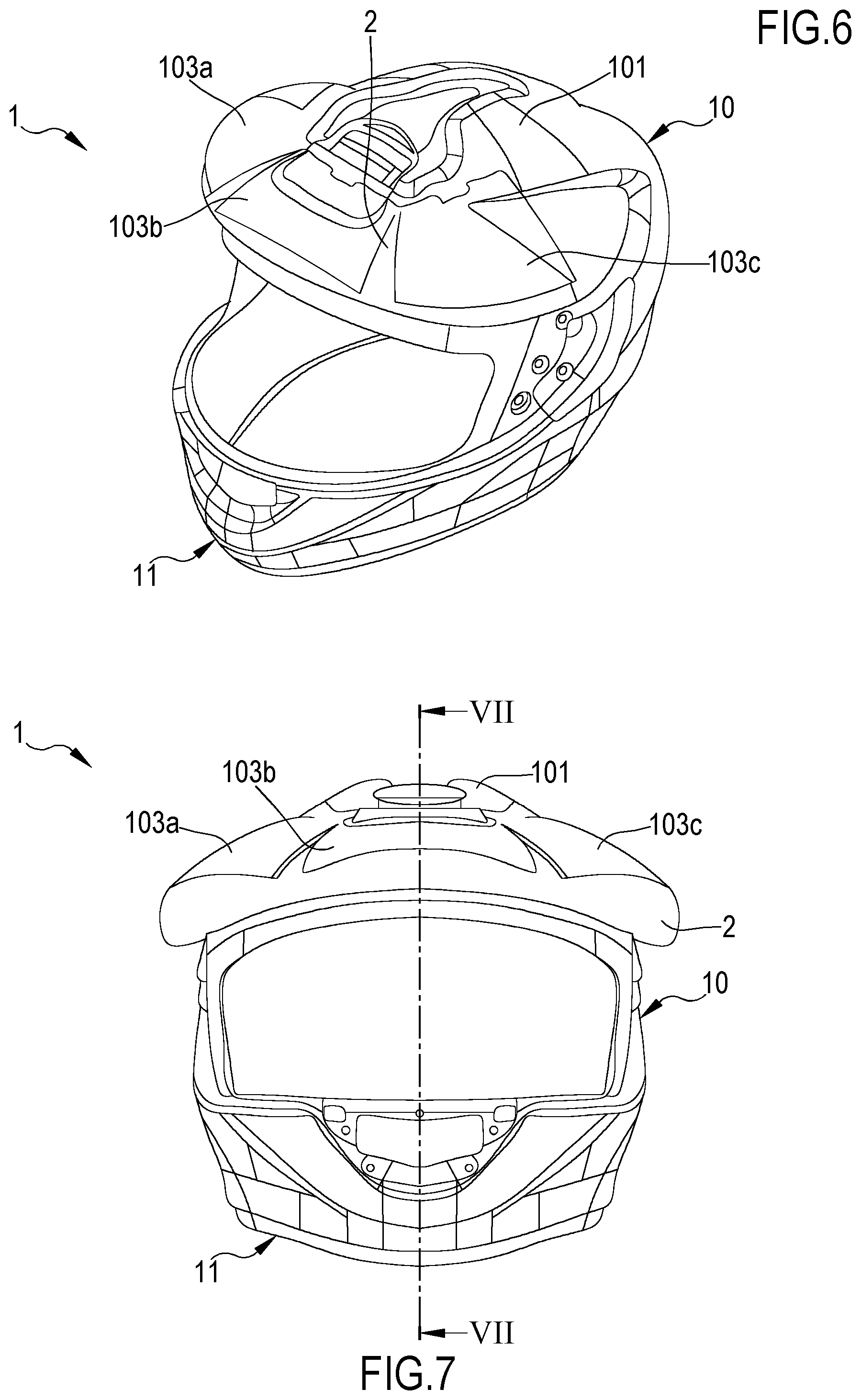 Patent US12096814 Figure 4 – Protective helmet with airbag