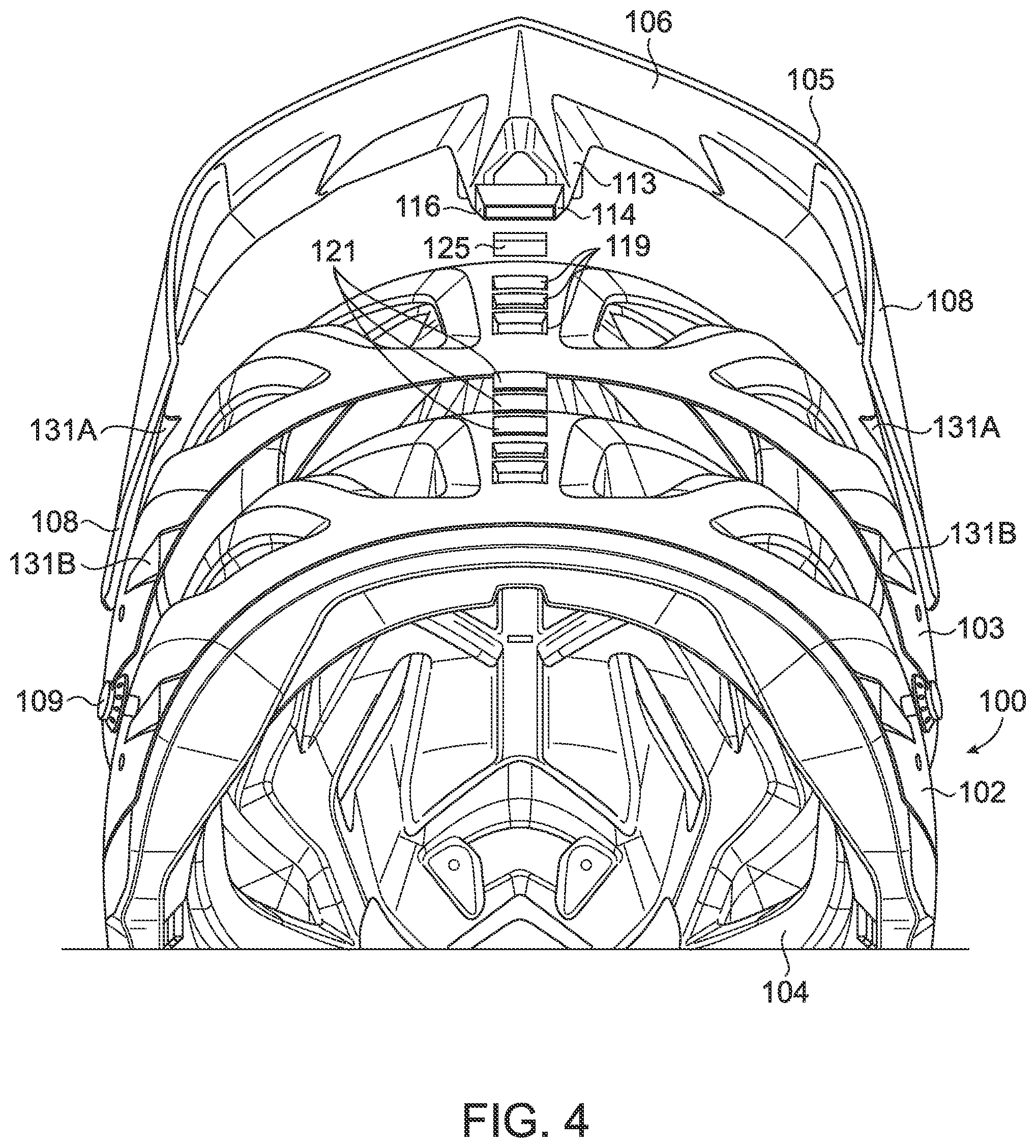Patent US12096815 Figure 4 – Visor with multi-position locking system