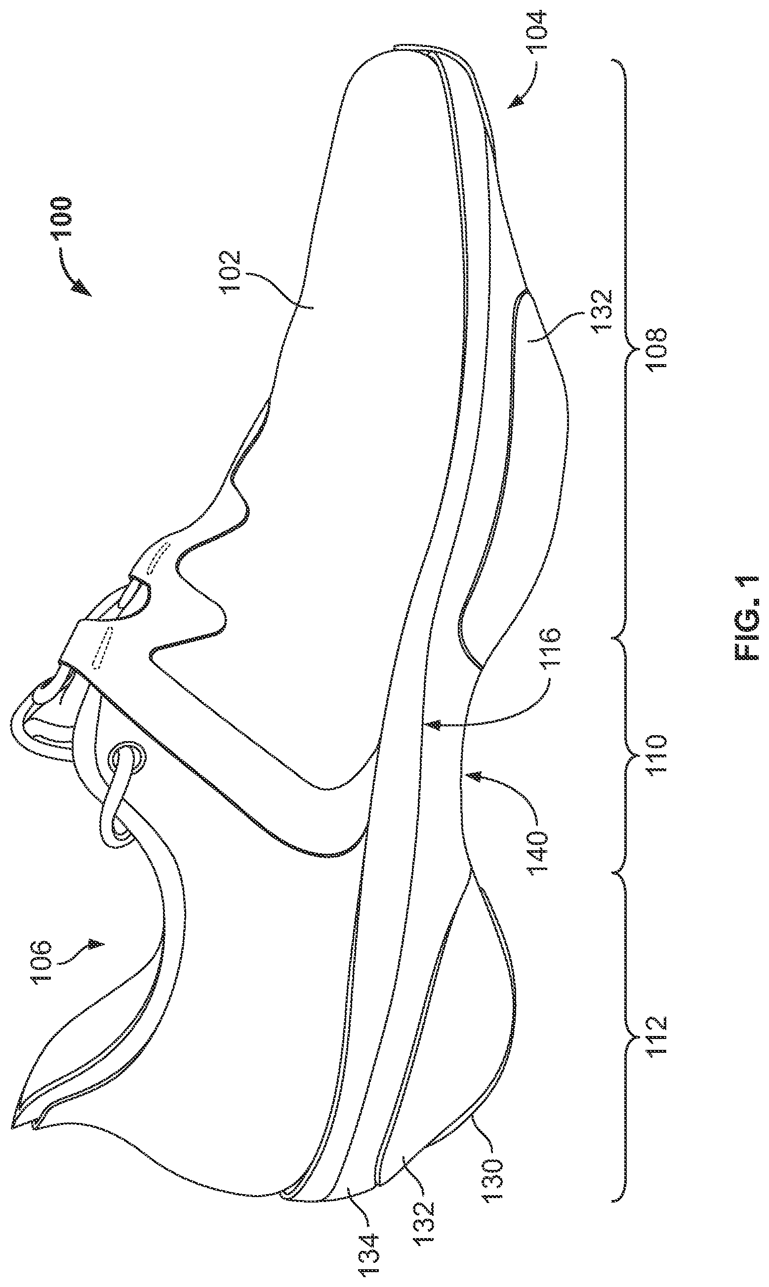 Patent US12096816 Figure 1 – Article of footwear having a sole plate