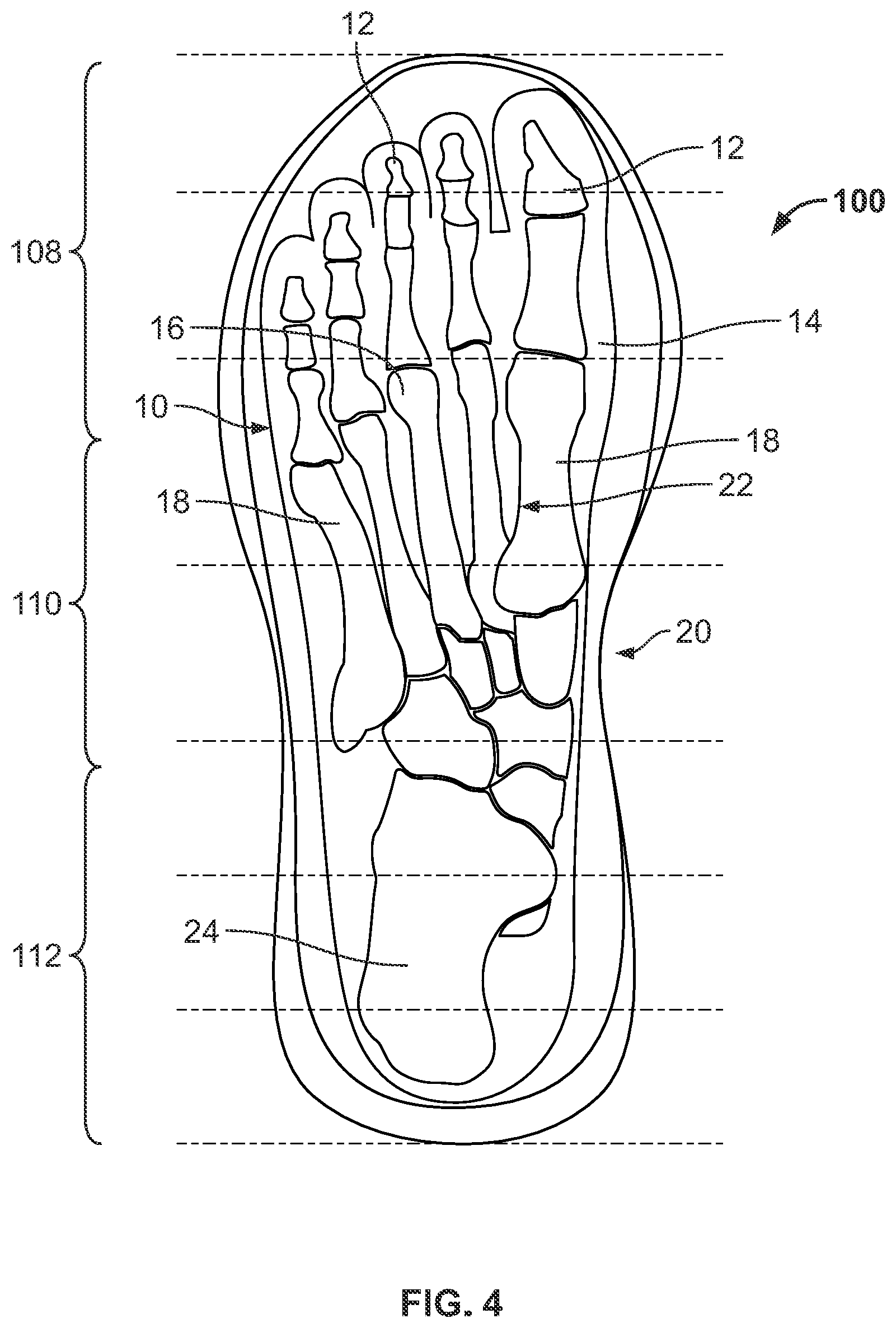 Patent US12096816 Figure 4 – Article of footwear having a sole plate