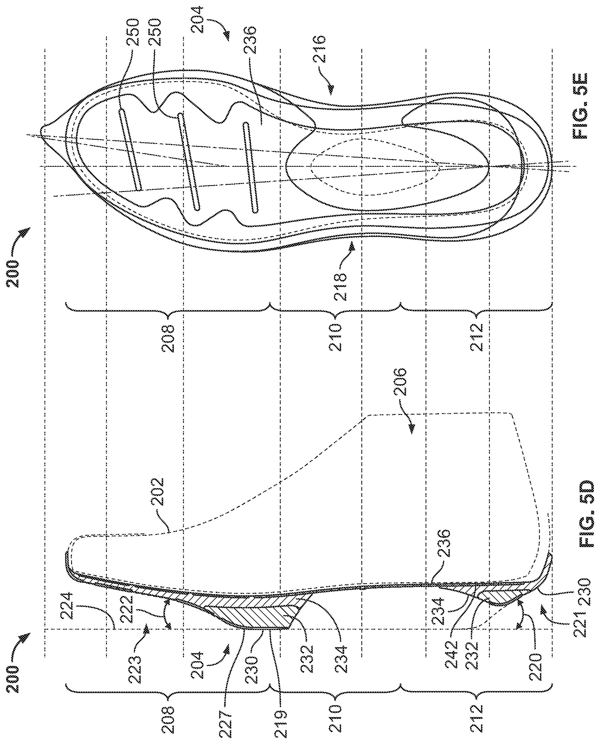 Patent US12096816 Figure 6 – Article of footwear having a sole plate
