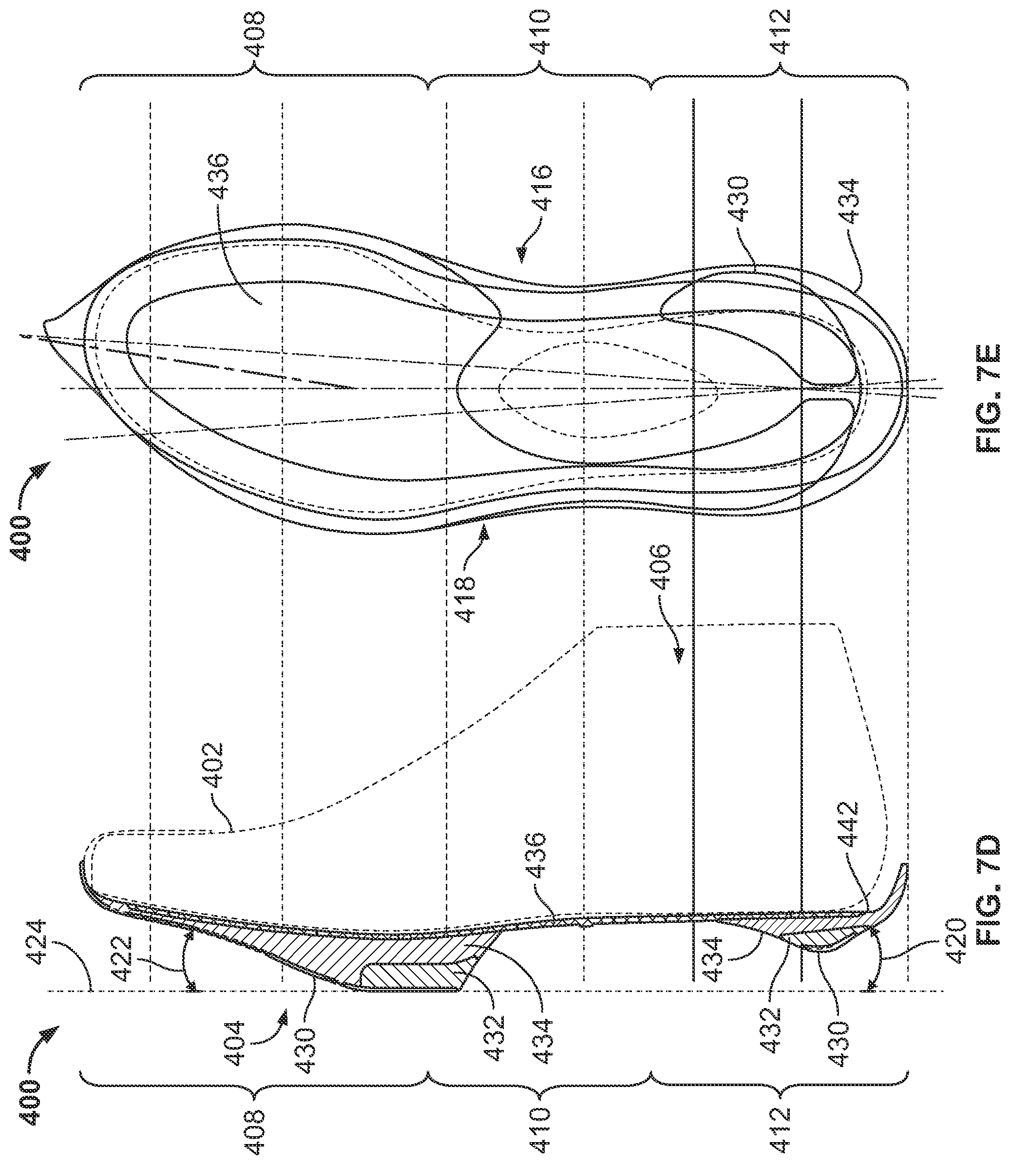 Patent US12096816 Figure 14 – Article of footwear having a sole plate