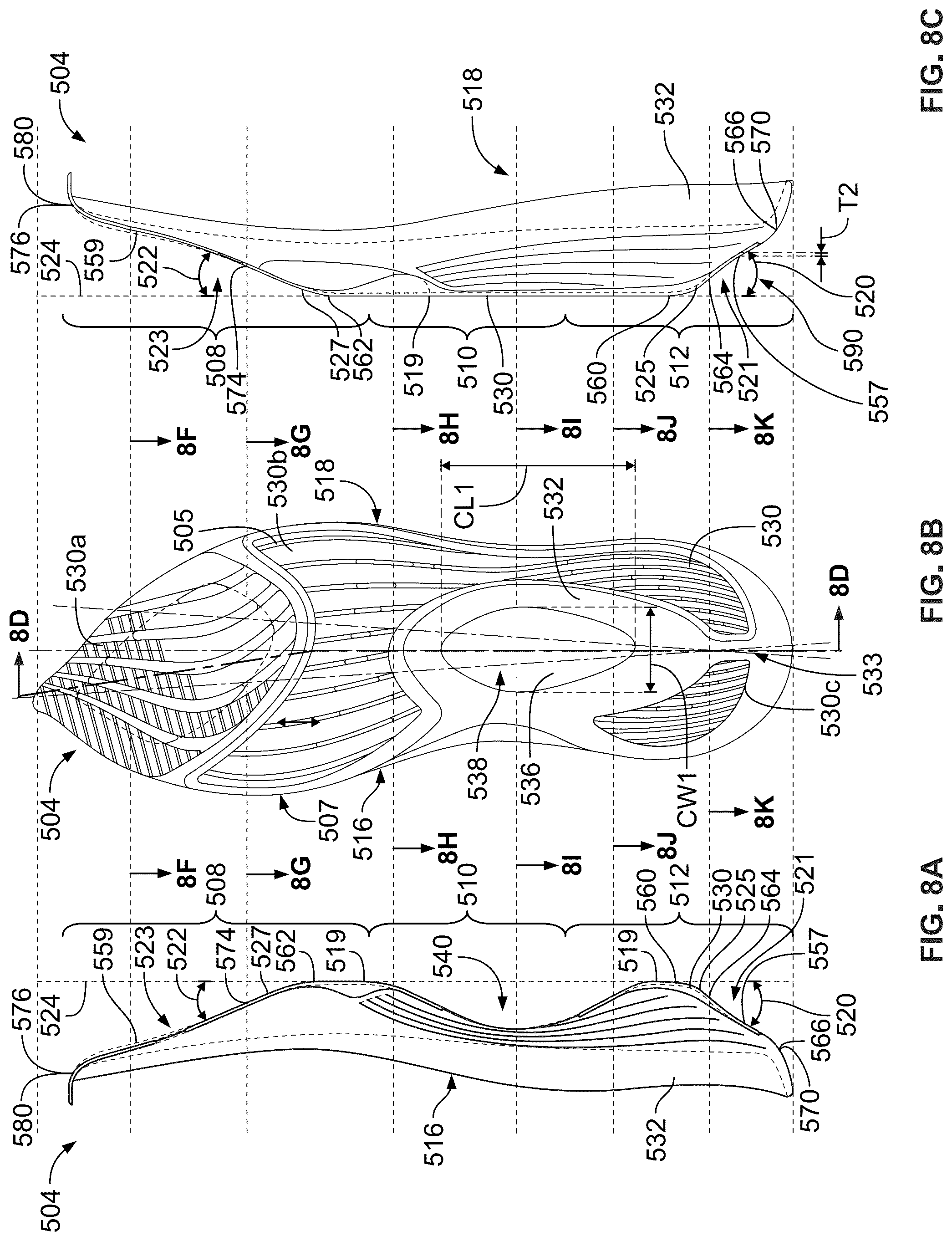 Patent US12096816 Figure 17 – Article of footwear having a sole plate