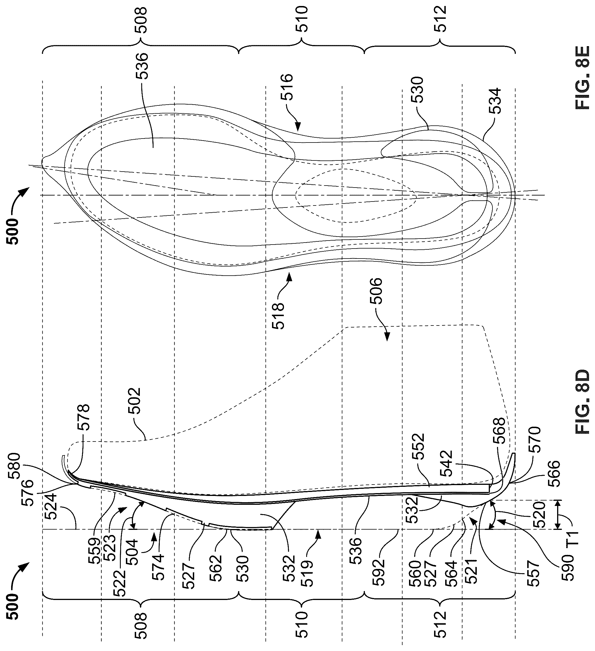 Patent US12096816 Figure 18 – Article of footwear having a sole plate