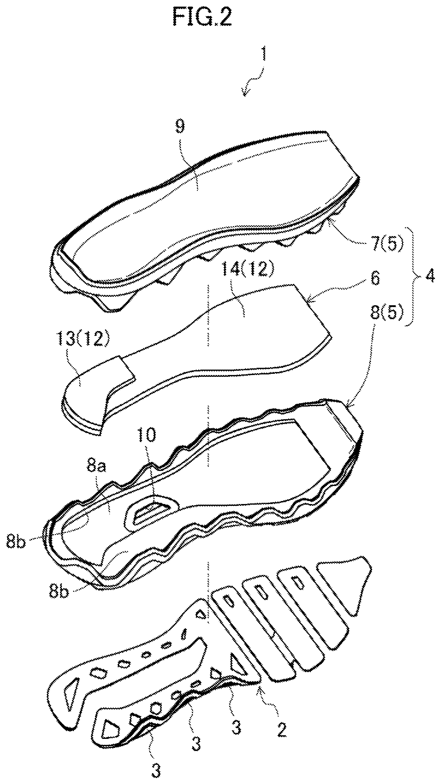 Patent US12096817 Figure 2 – Sole structure and shoes having the same