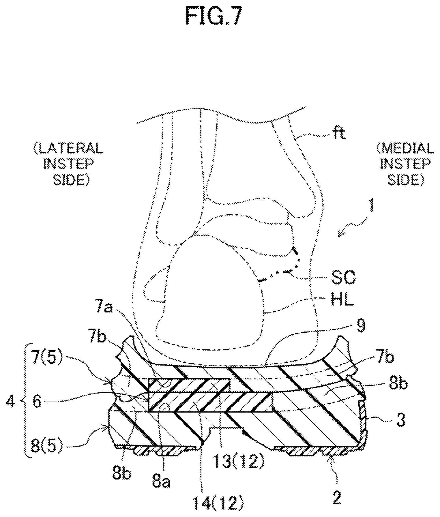 Patent US12096817 Figure 7 – Sole structure and shoes having the same
