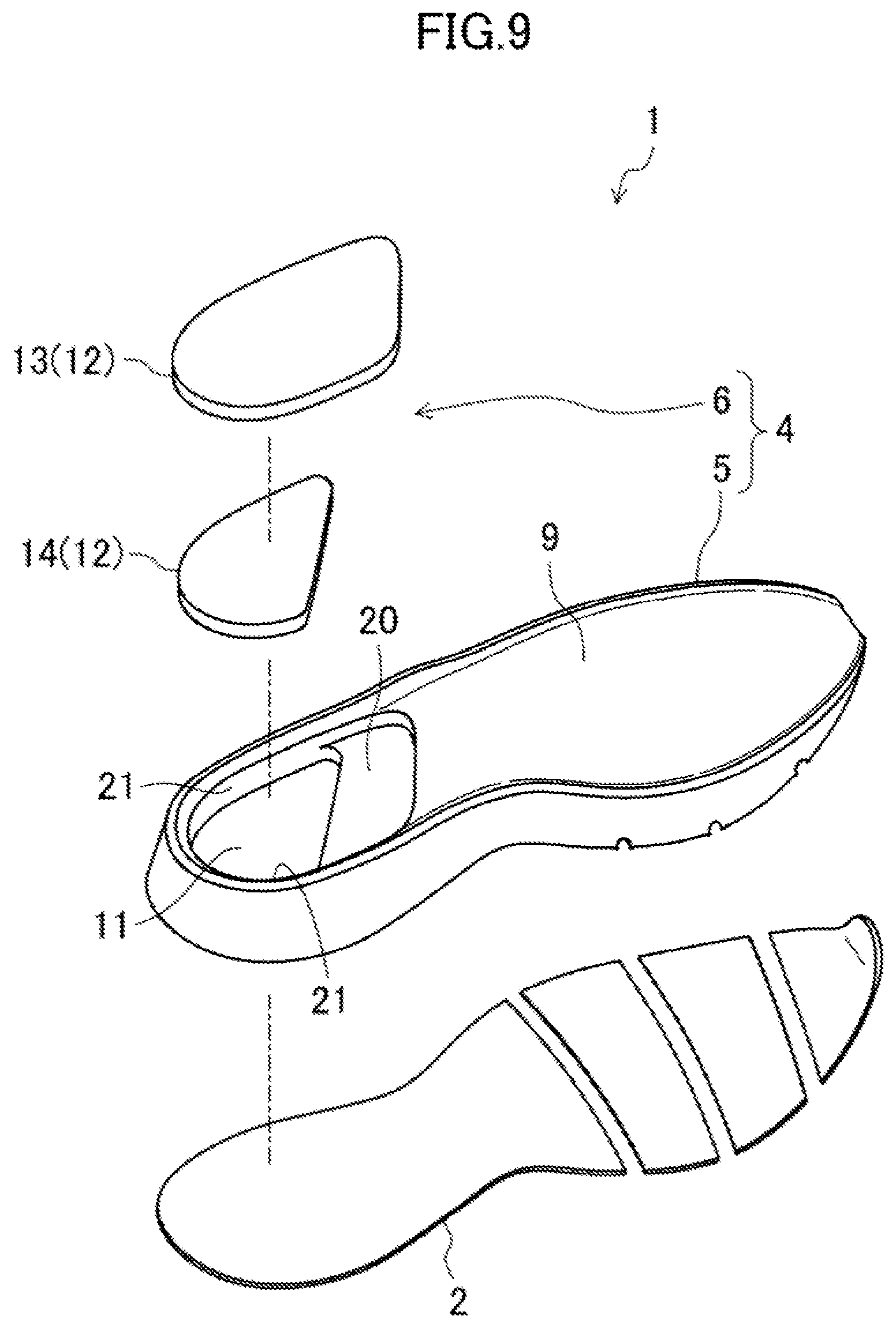 Patent US12096817 Figure 9 – Sole structure and shoes having the same