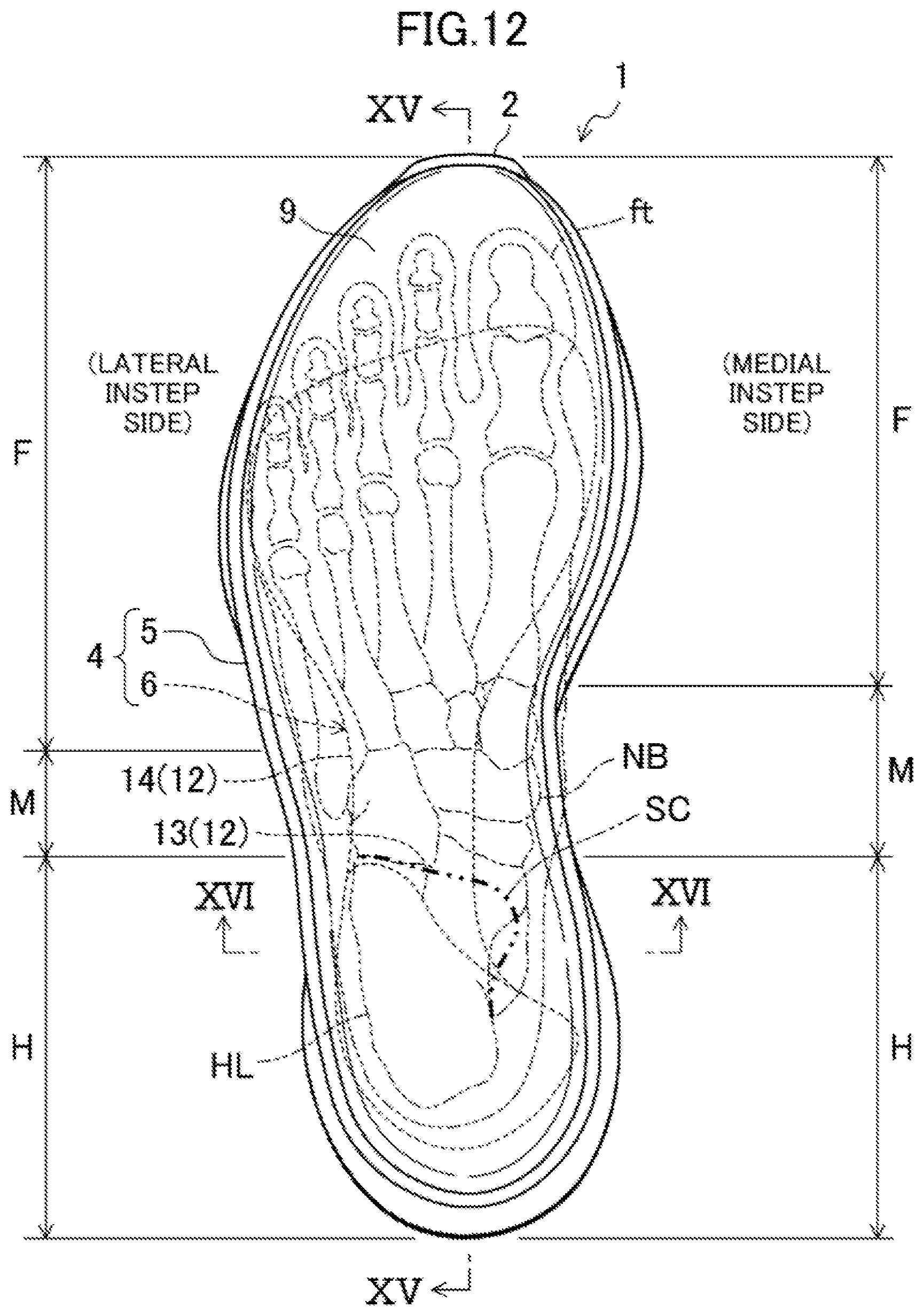 Patent US12096817 Figure 12 – Sole structure and shoes having the same
