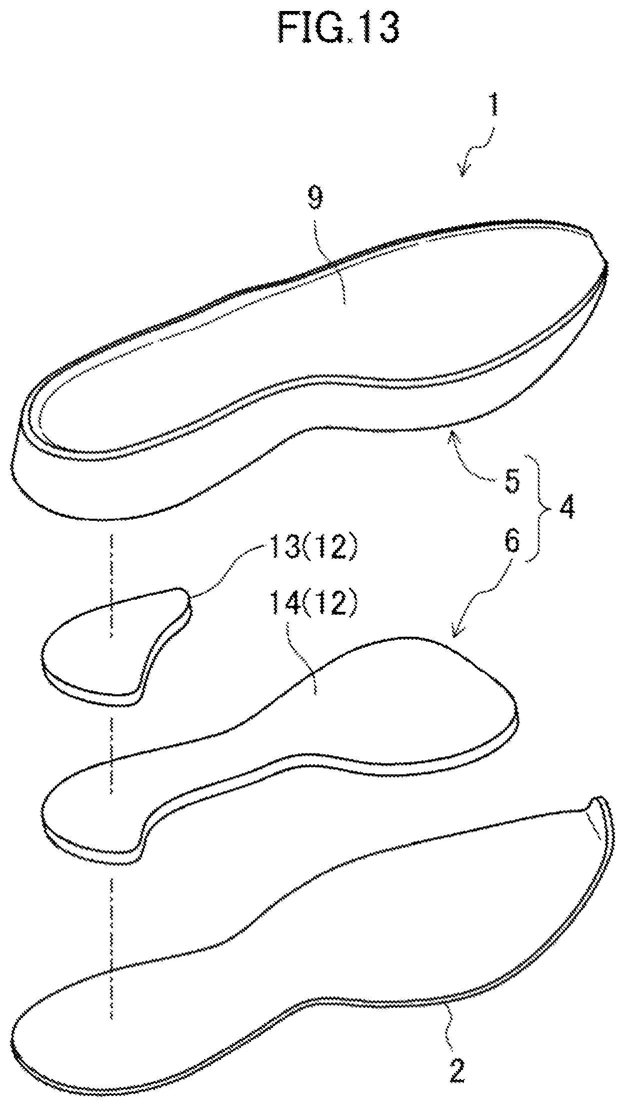 Patent US12096817 Figure 13 – Sole structure and shoes having the same