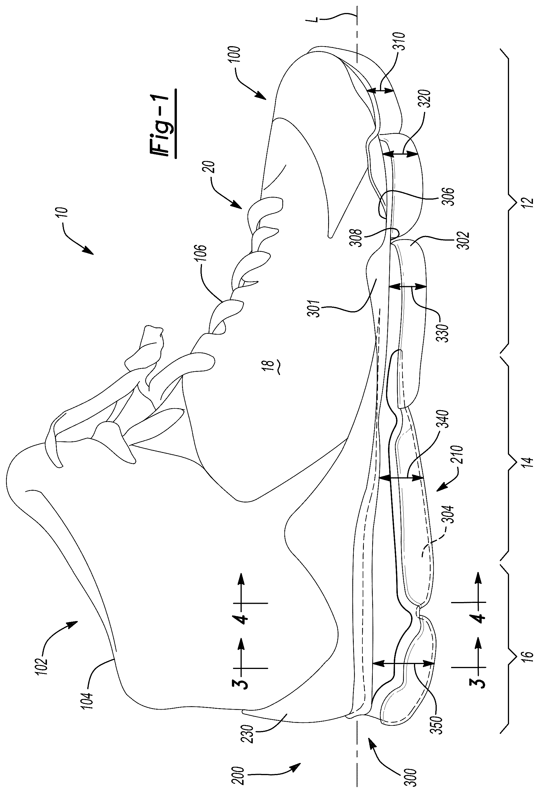 Patent US12096818 Figure 1 – Sole structure for article of footwear