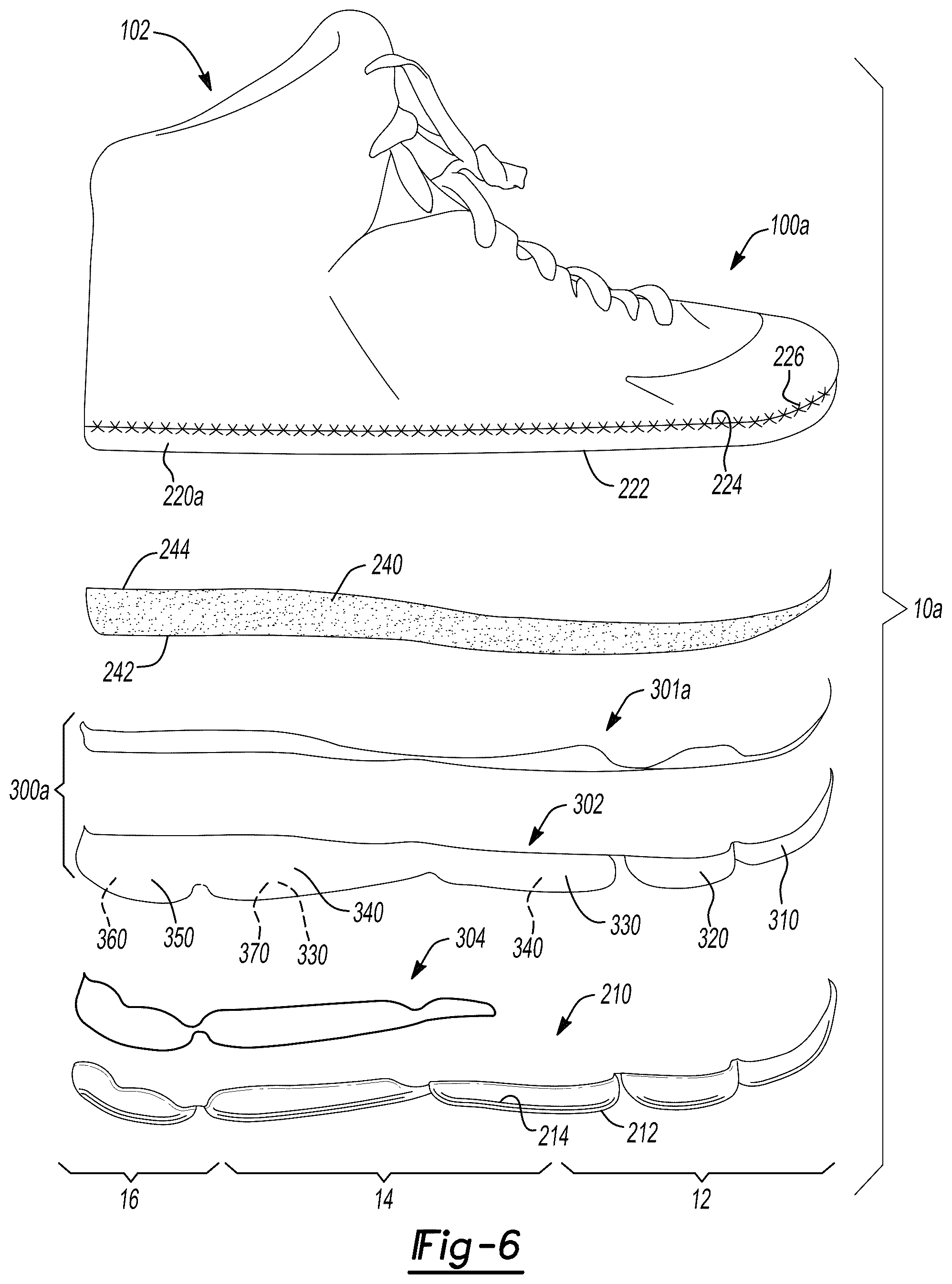 Patent US12096818 Figure 5 – Sole structure for article of footwear