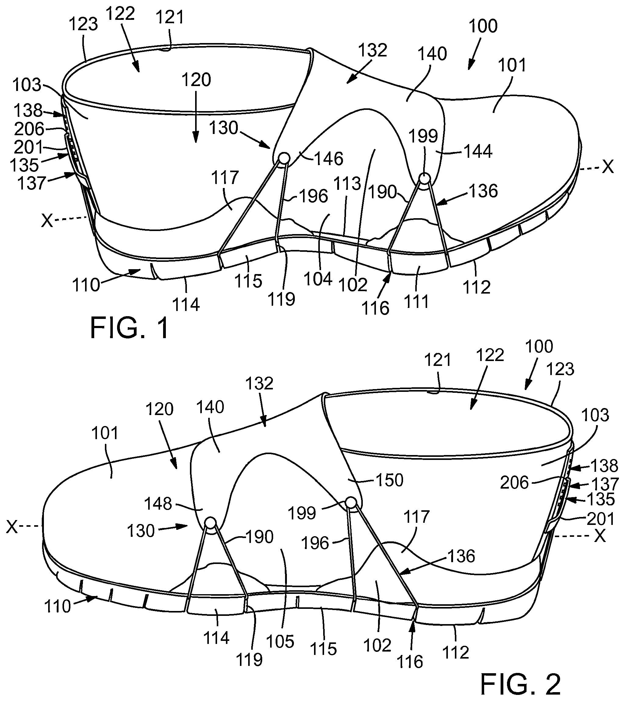 Patent US12096824 Figure 1 – Article of footwear with adjustable fitting system