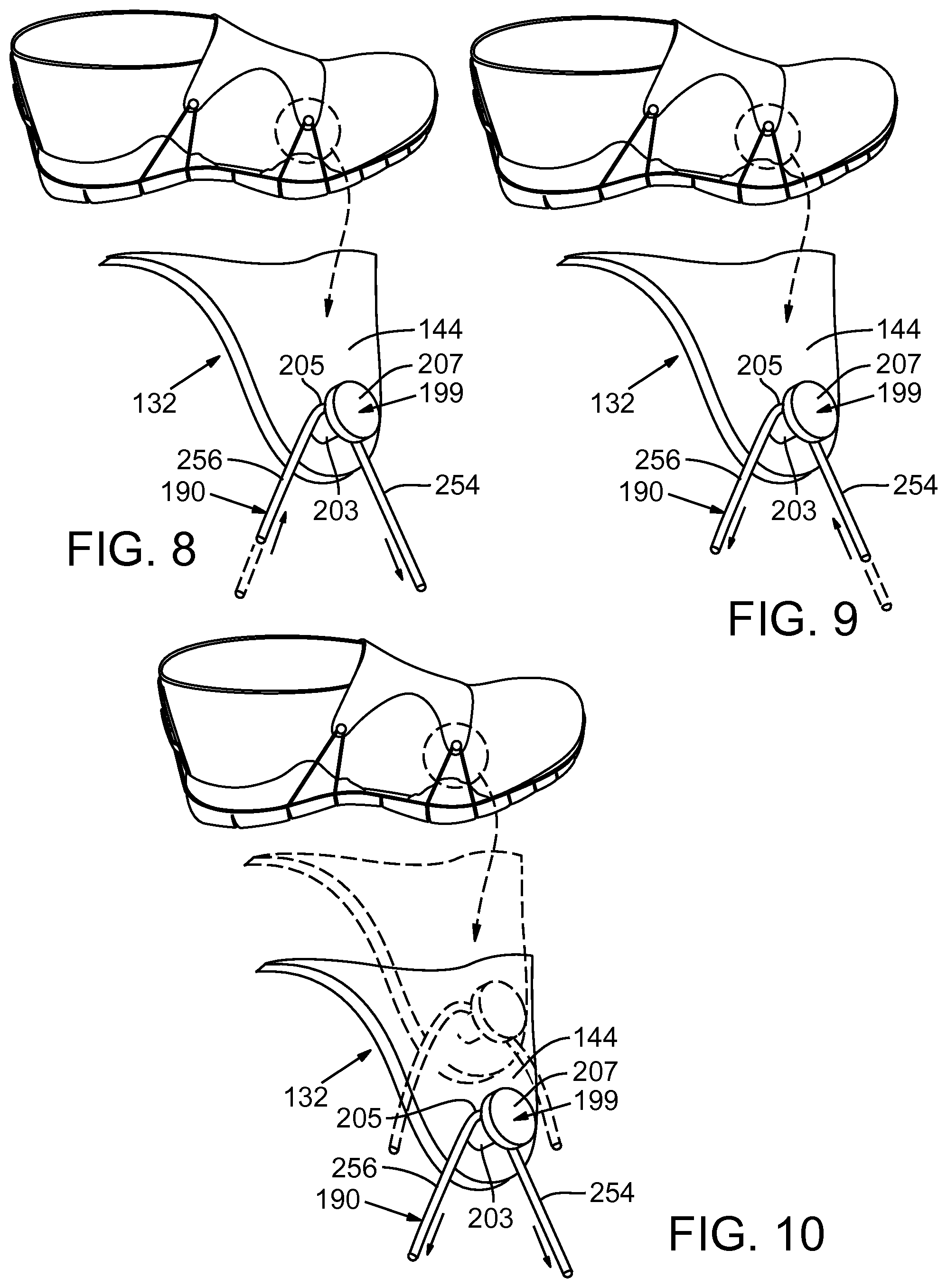 Patent US12096824 Figure 6 – Article of footwear with adjustable fitting system