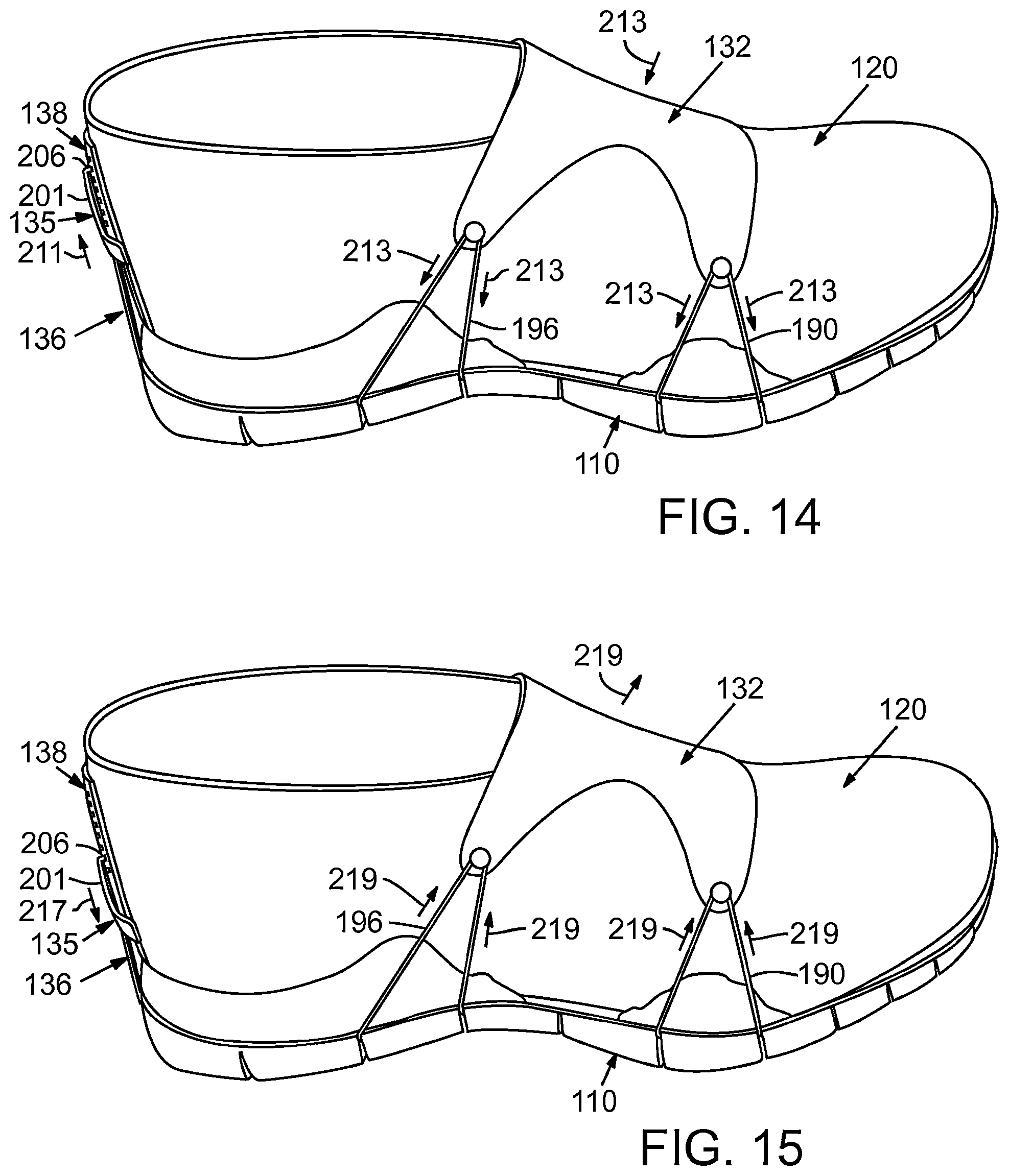 Patent US12096824 Figure 8 – Article of footwear with adjustable fitting system
