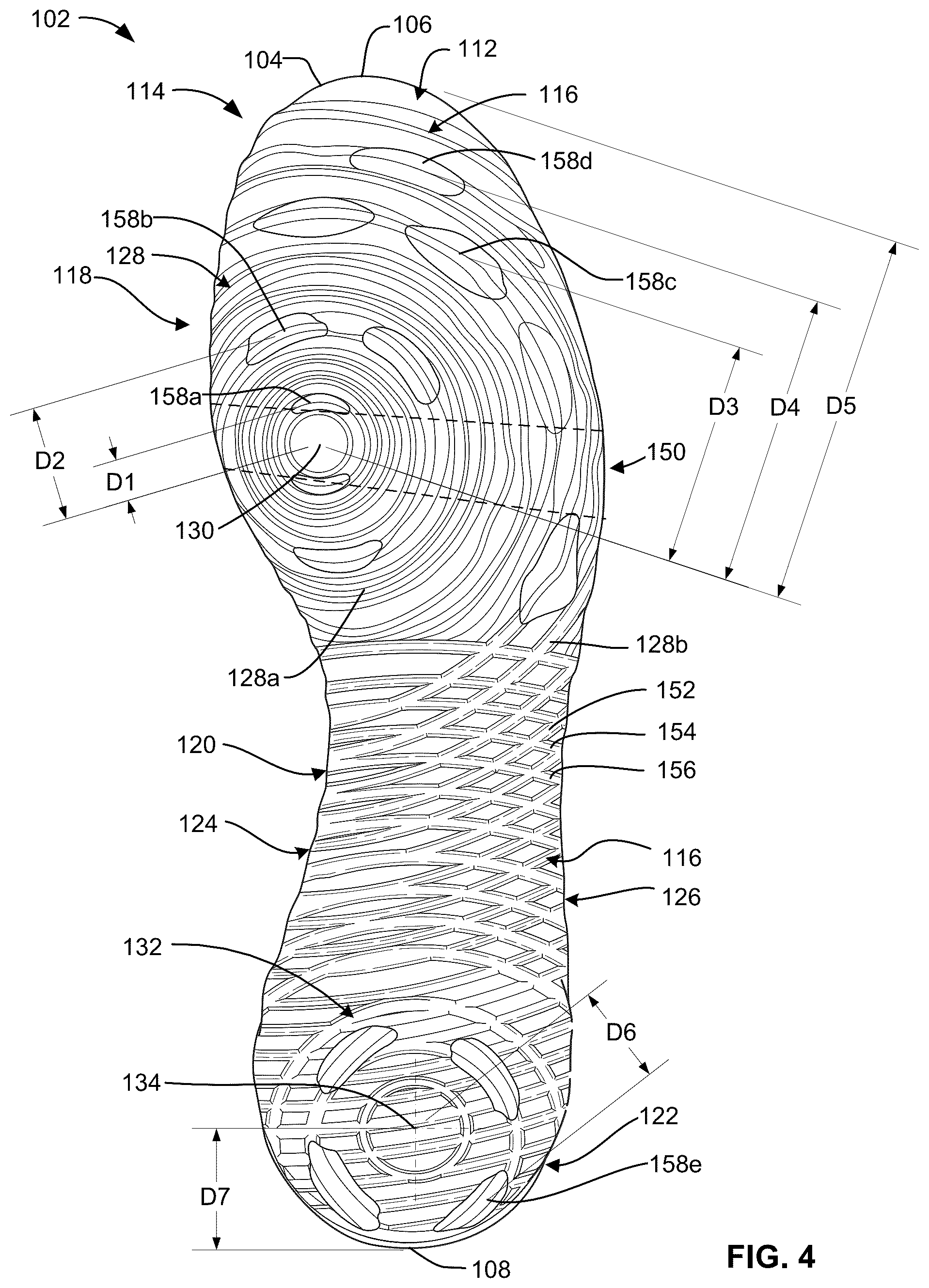 Patent US12096825 Figure 4 – Outsole pattern for an article of footwear