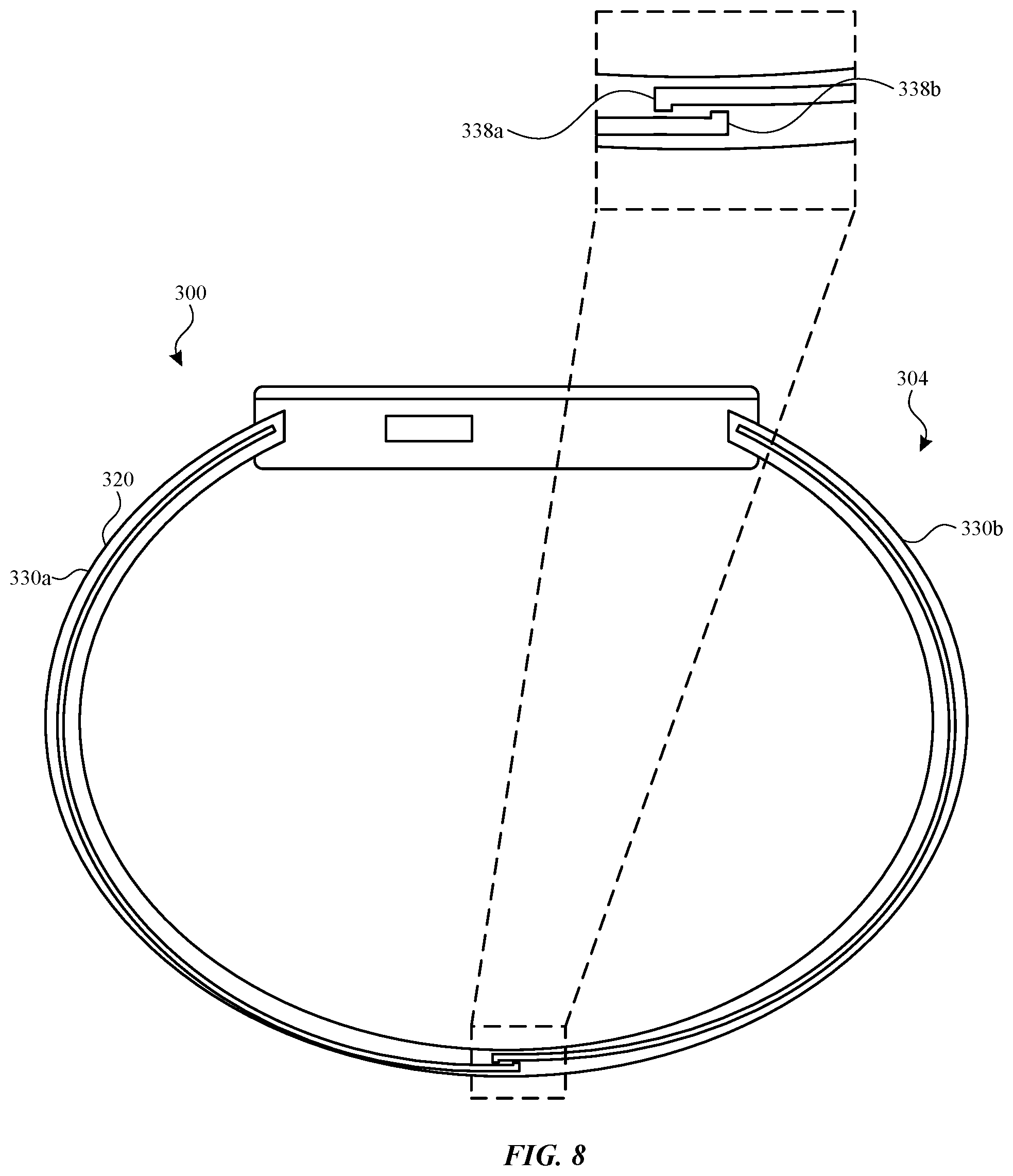 Patent US12096829 Figure 6 – Dynamically adjustable bands for wearable devices