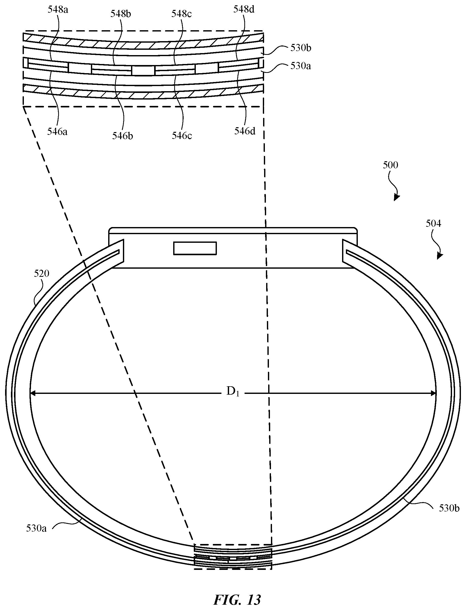 Patent US12096829 Figure 10 – Dynamically adjustable bands for wearable devices