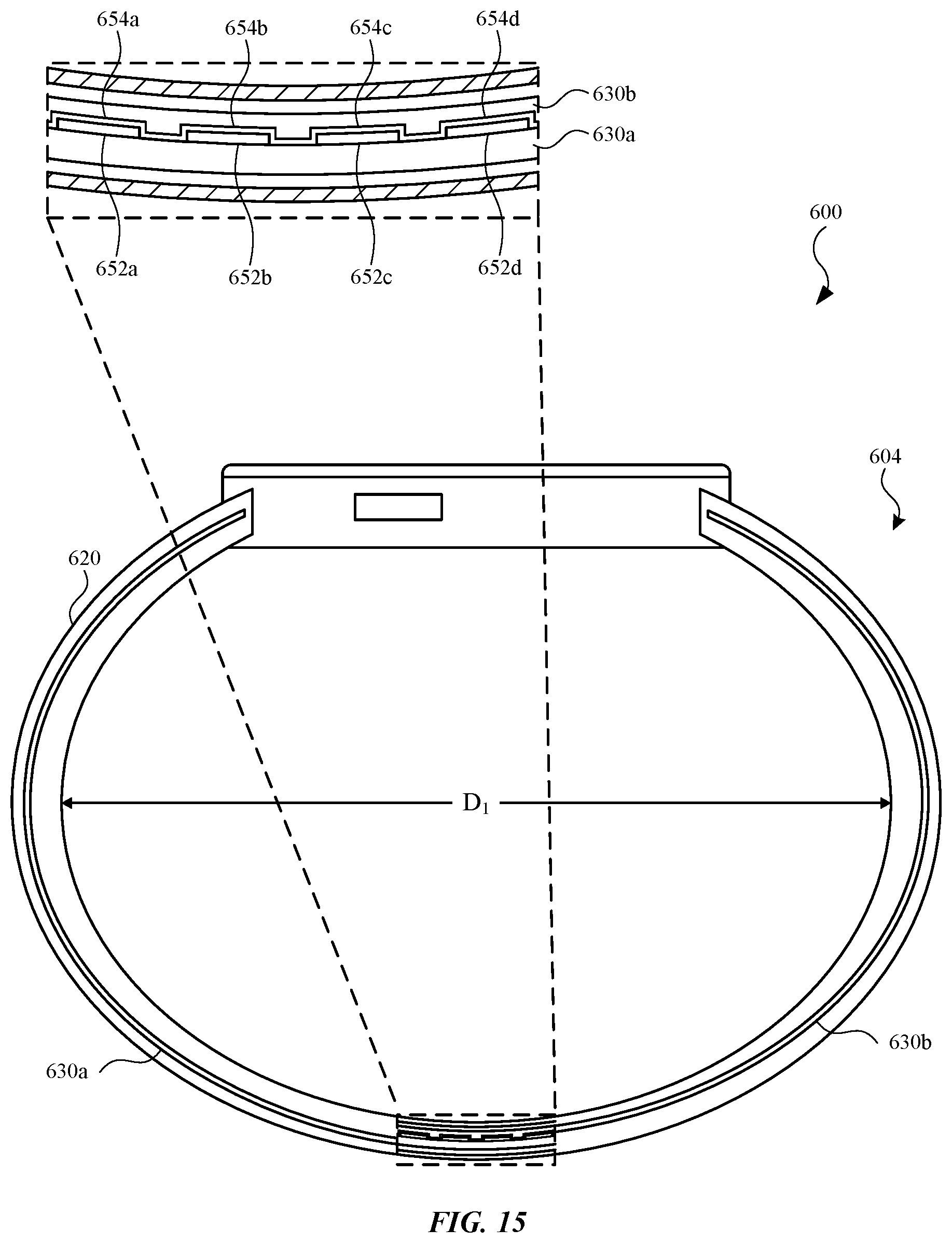 Patent US12096829 Figure 12 – Dynamically adjustable bands for wearable devices