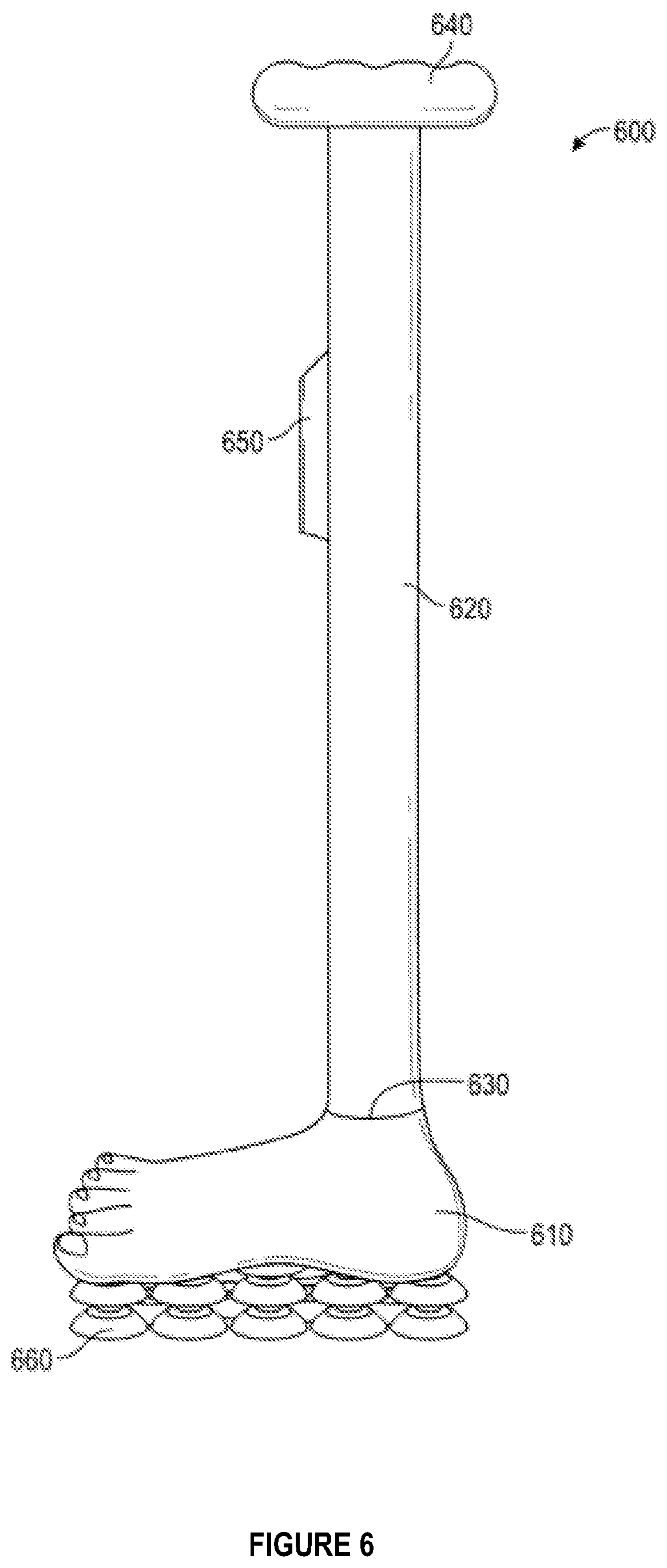 Patent US12096830 Figure 6 – Ergonomic cane with novel base and additional components