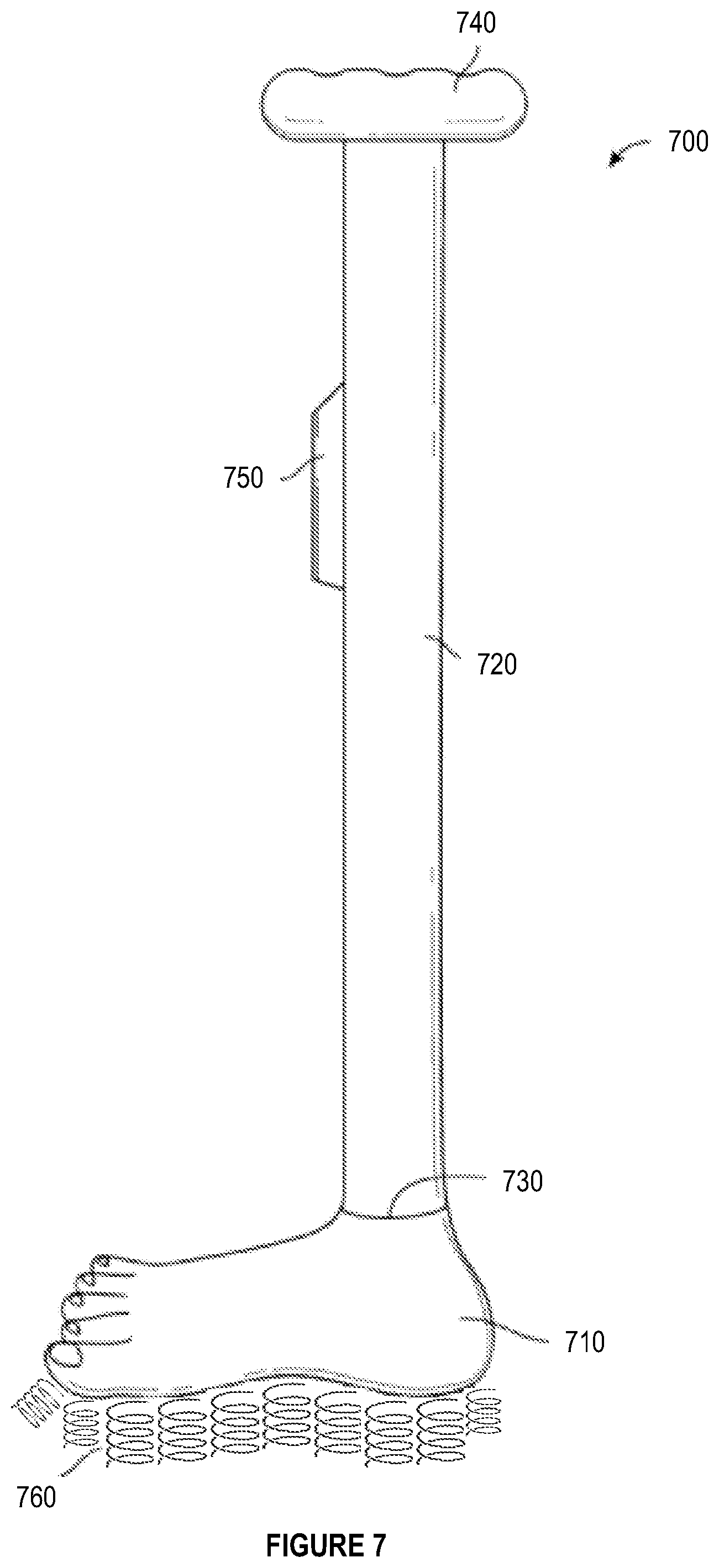 Patent US12096830 Figure 7 – Ergonomic cane with novel base and additional components