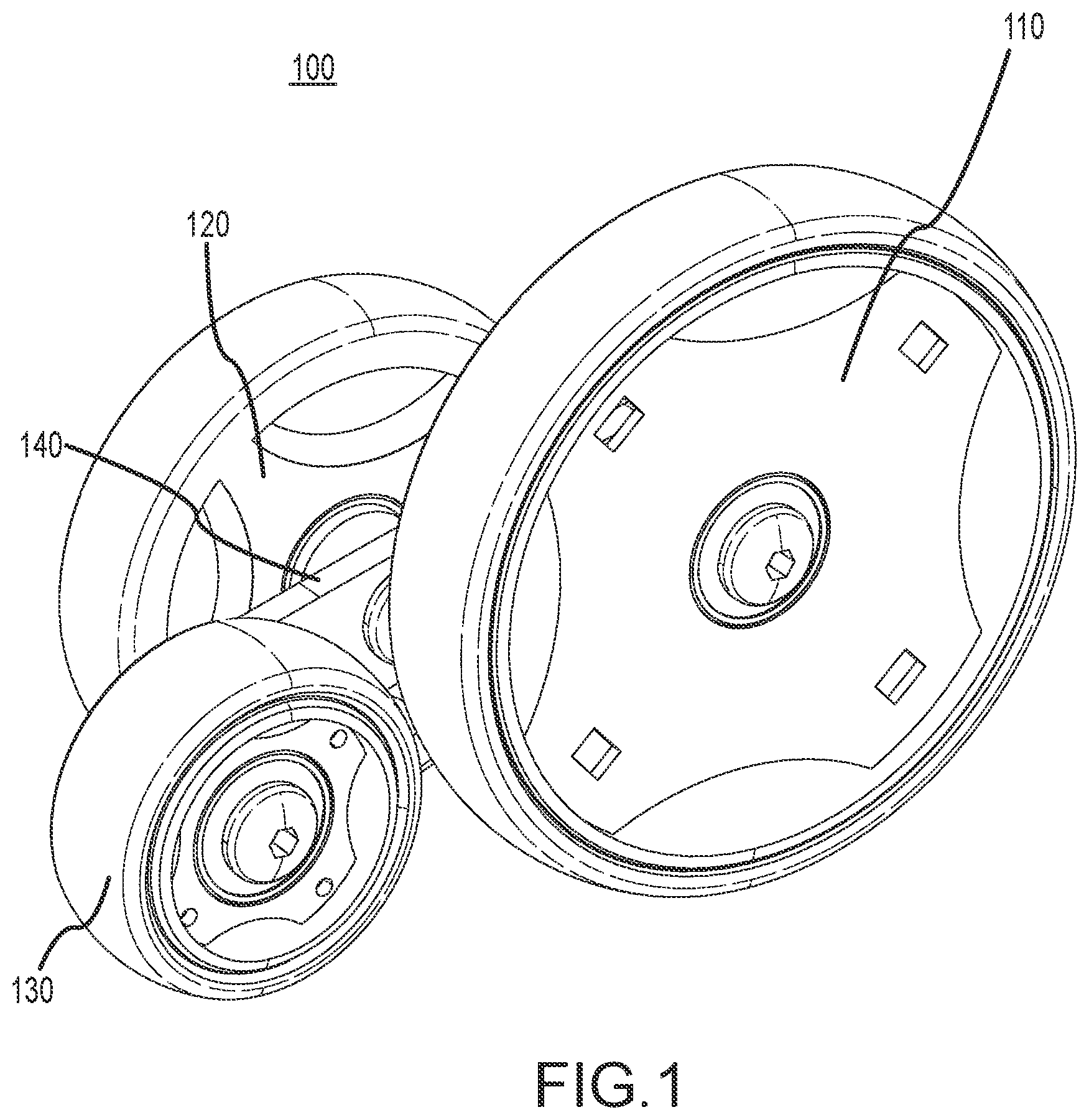 Patent US12096832 Figure 1 – Multi-wheel system for luggage