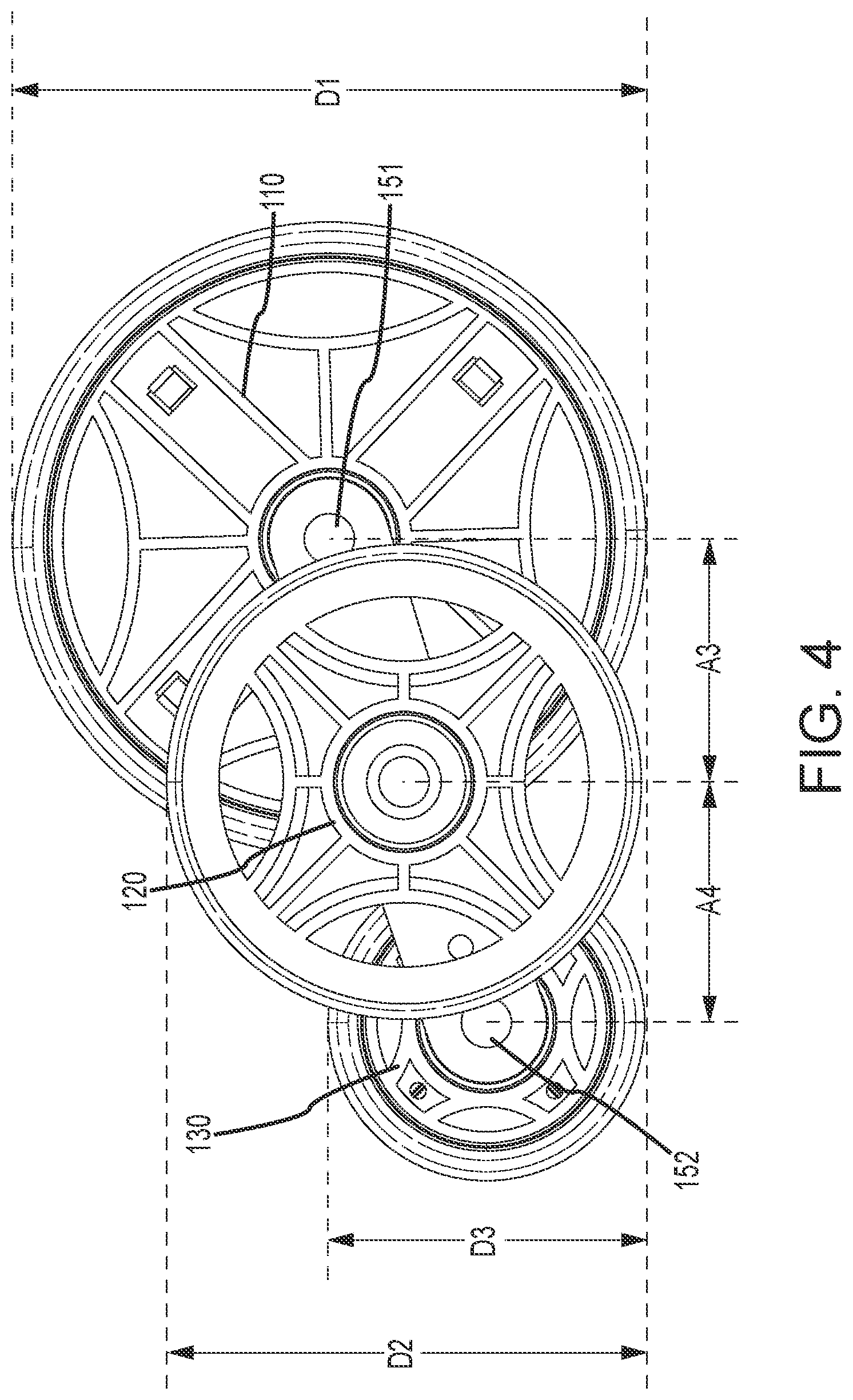 Patent US12096832 Figure 4 – Multi-wheel system for luggage