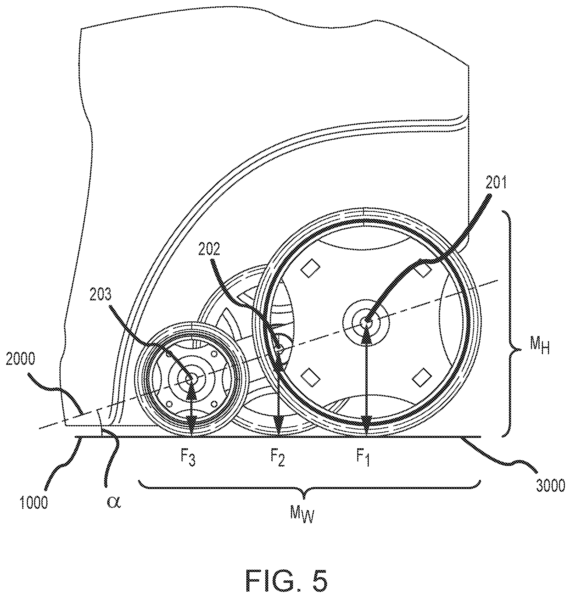 Patent US12096832 Figure 5 – Multi-wheel system for luggage