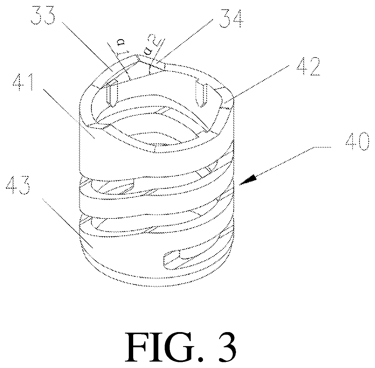 Patent US12096836 Figure 3 – Cartridge core assembly and cosmetic container comprising cartridge core assembly