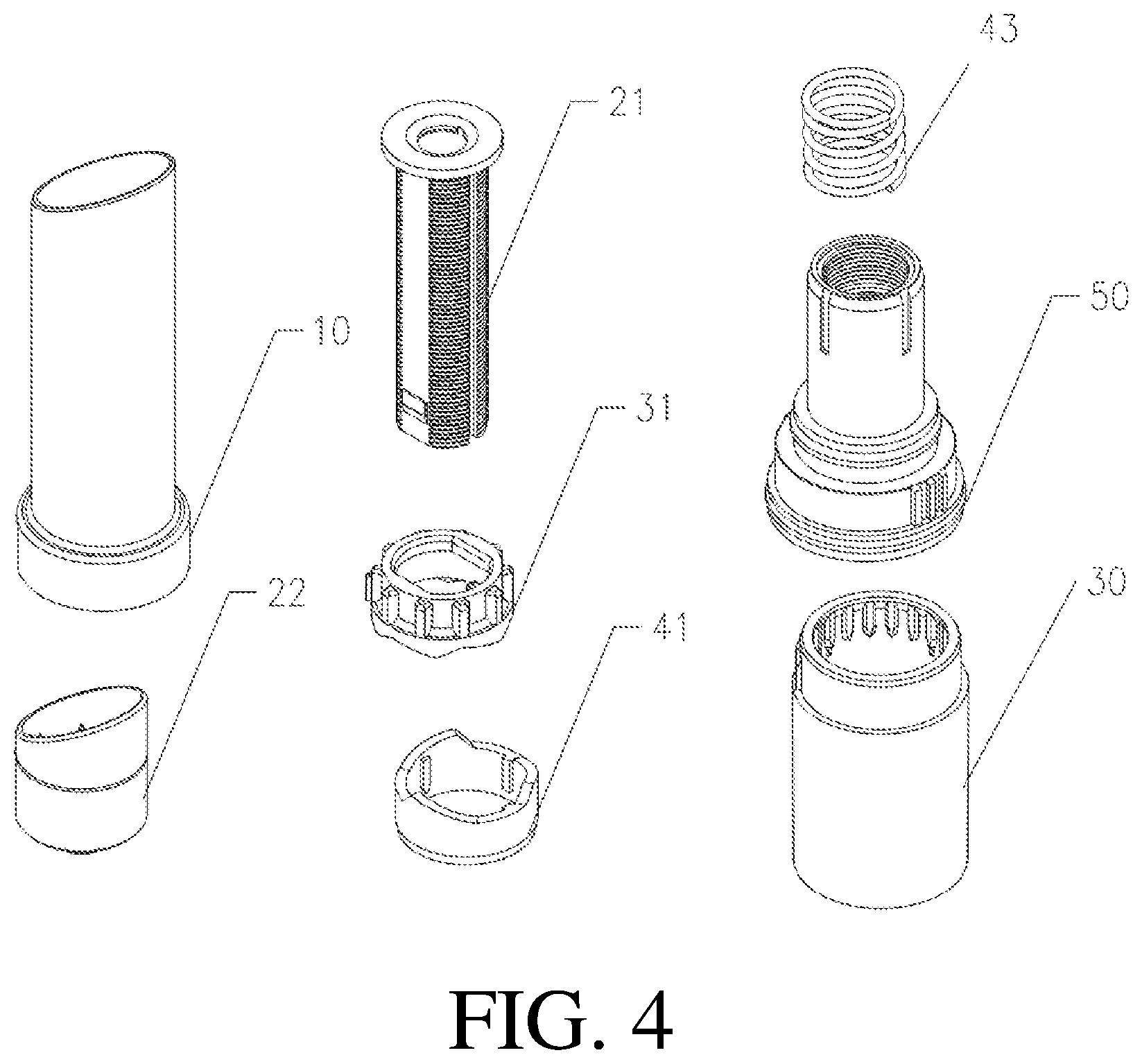Patent US12096836 Figure 4 – Cartridge core assembly and cosmetic container comprising cartridge core assembly