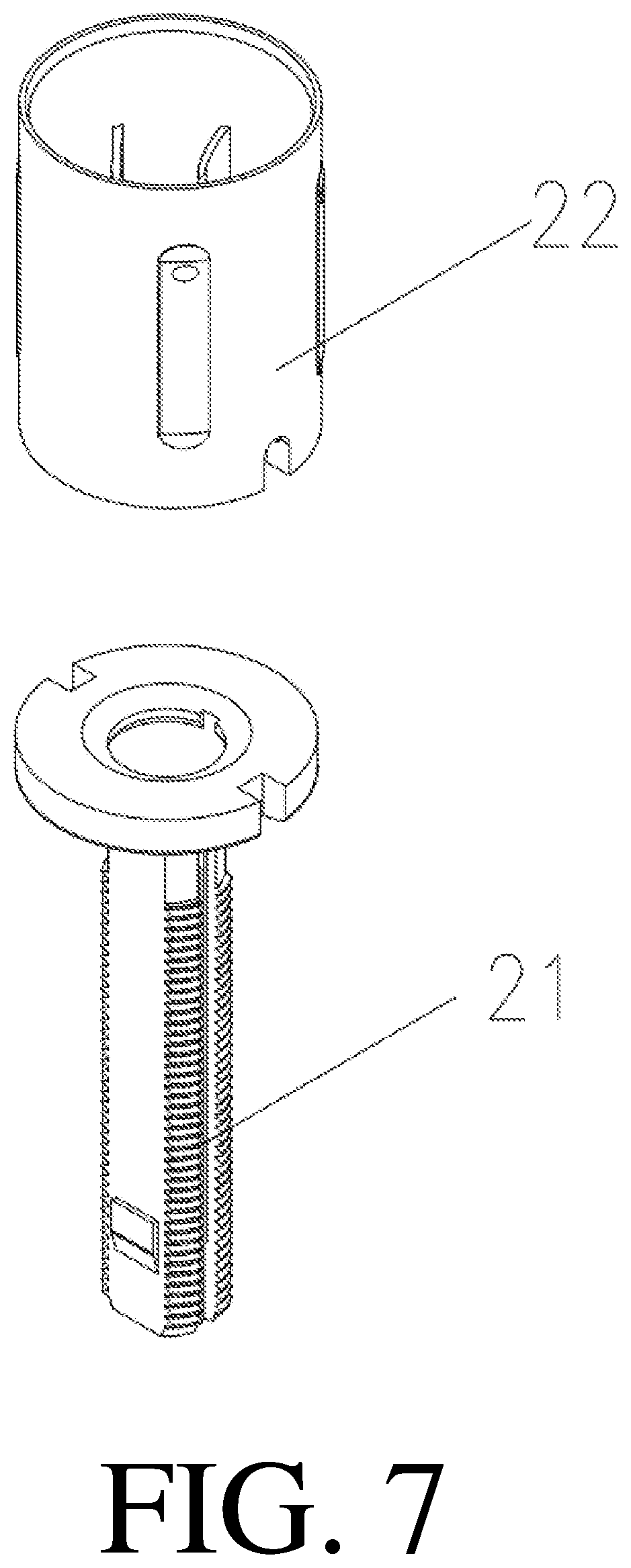 Patent US12096836 Figure 6 – Cartridge core assembly and cosmetic container comprising cartridge core assembly